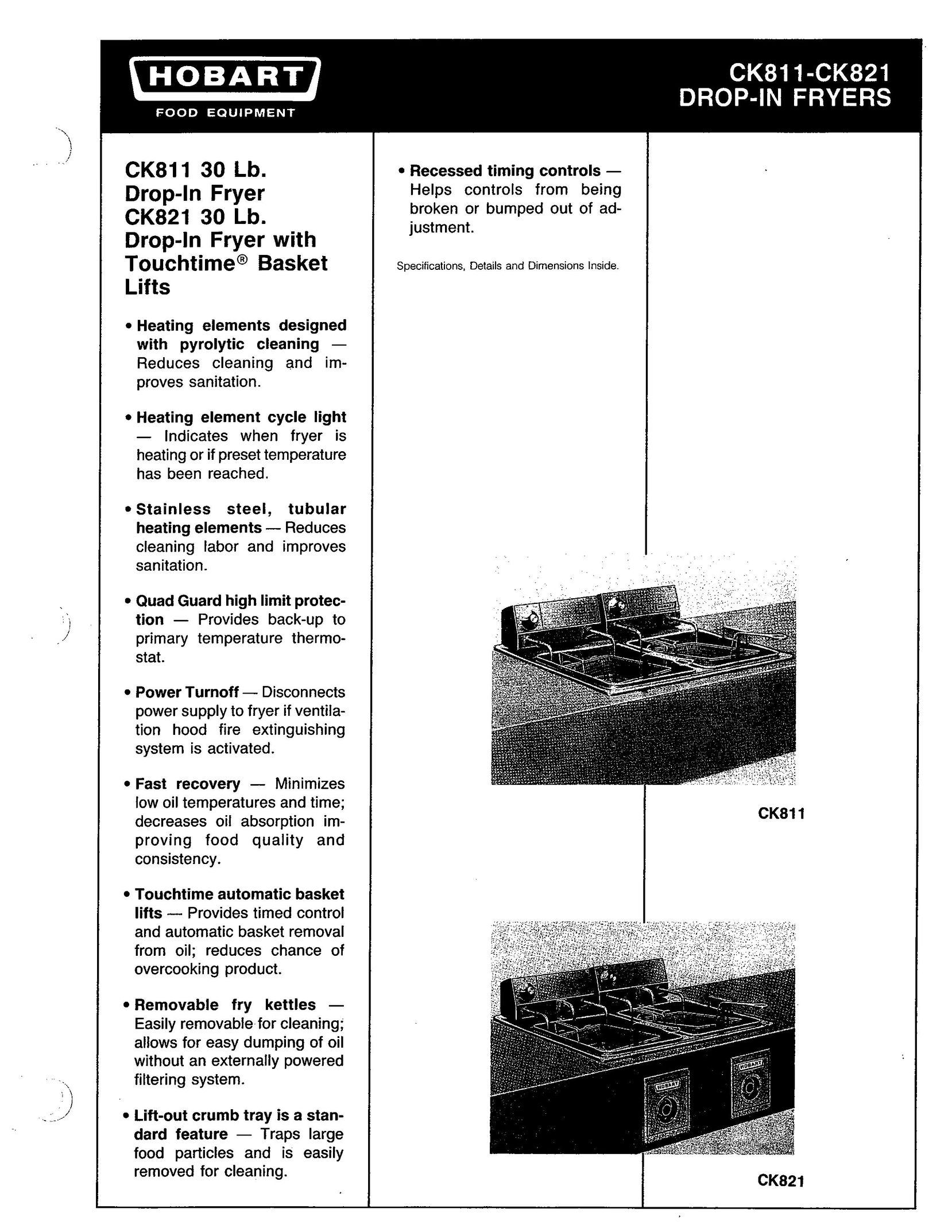 Hobart CK821 Fryer User Manual