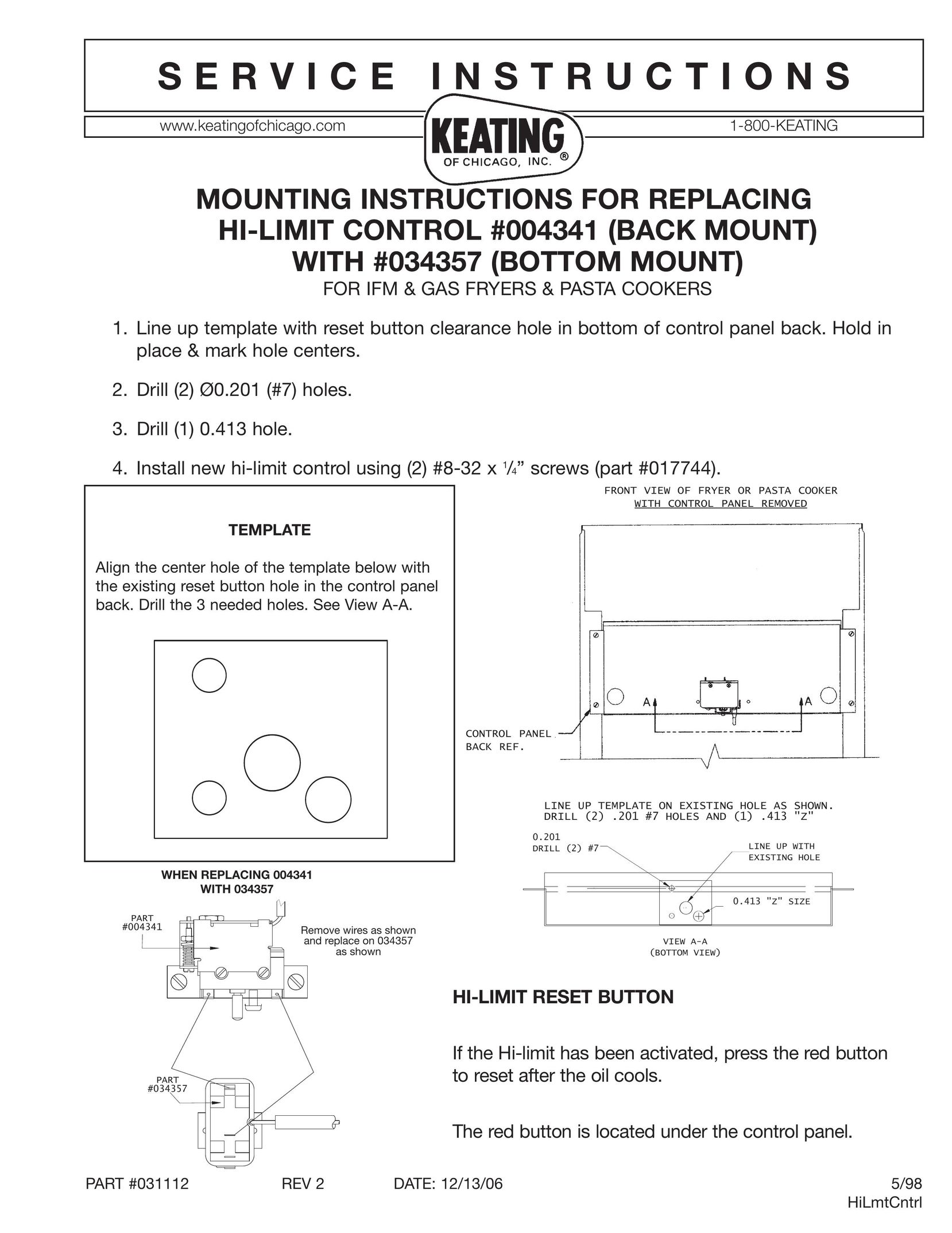 Keating Of Chicago 004341 Fryer User Manual