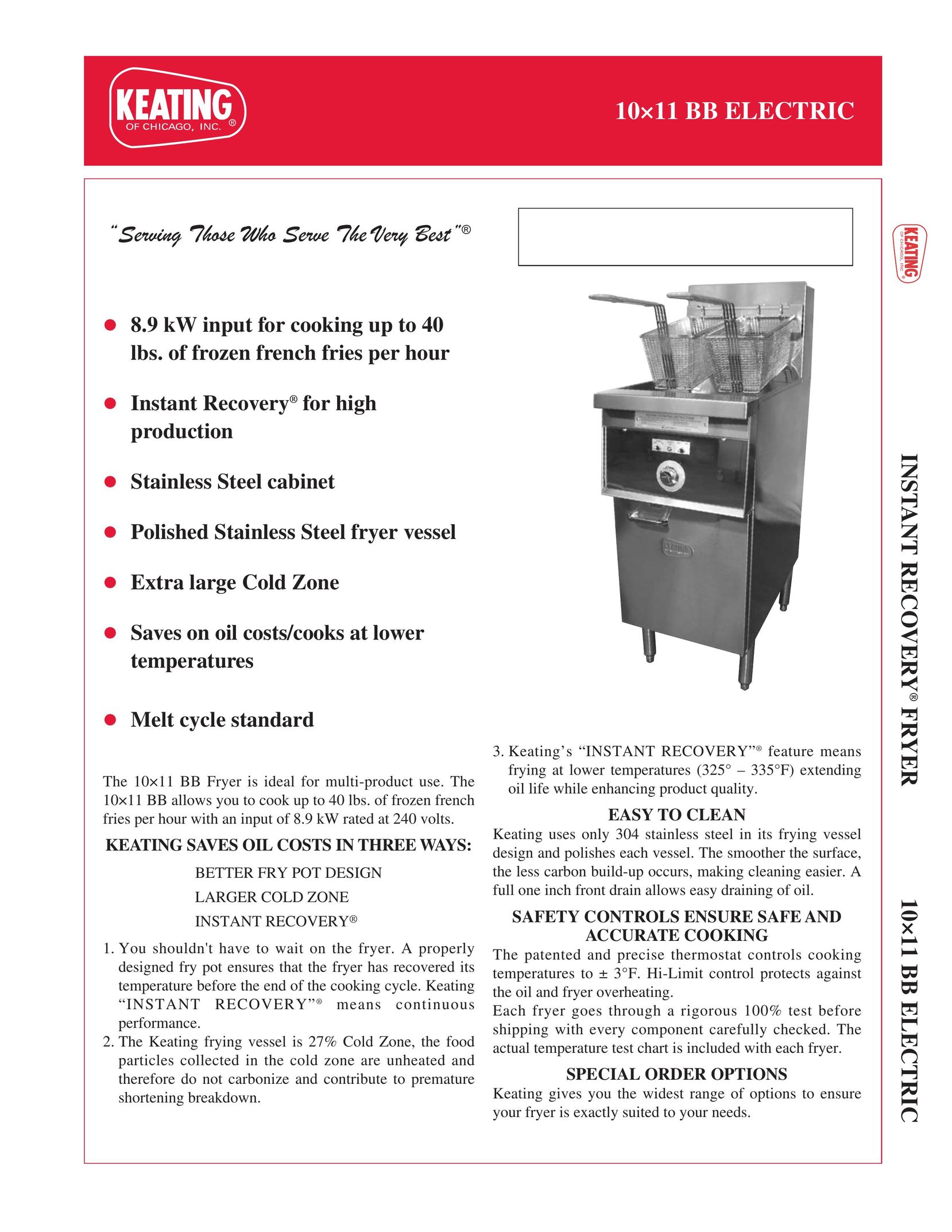Keating Of Chicago 10x11 BB Fryer User Manual