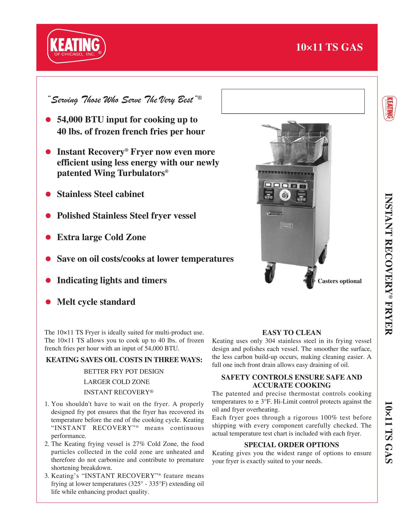Keating Of Chicago 10x11 TS Gas Fryer User Manual