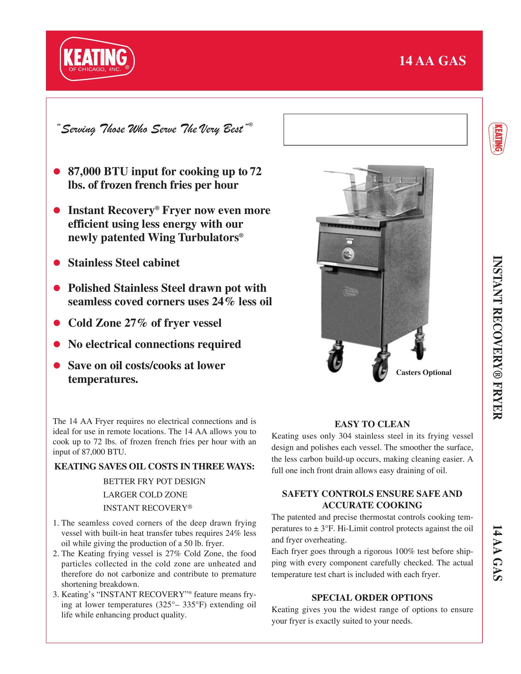 Keating Of Chicago 14 AA Gas Fryer User Manual
