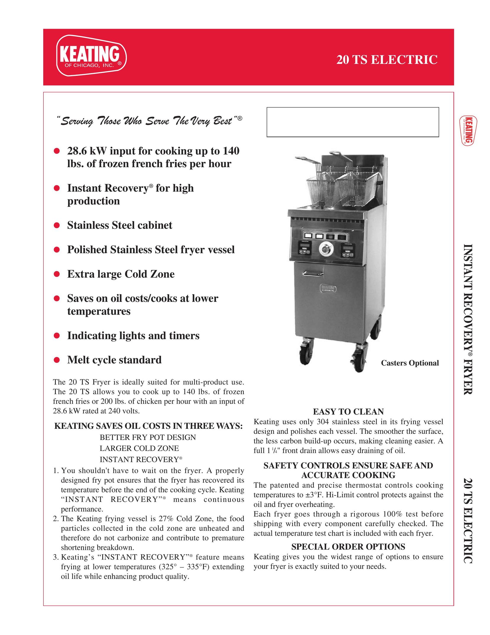 Keating Of Chicago 20 TS Electric Fryer User Manual