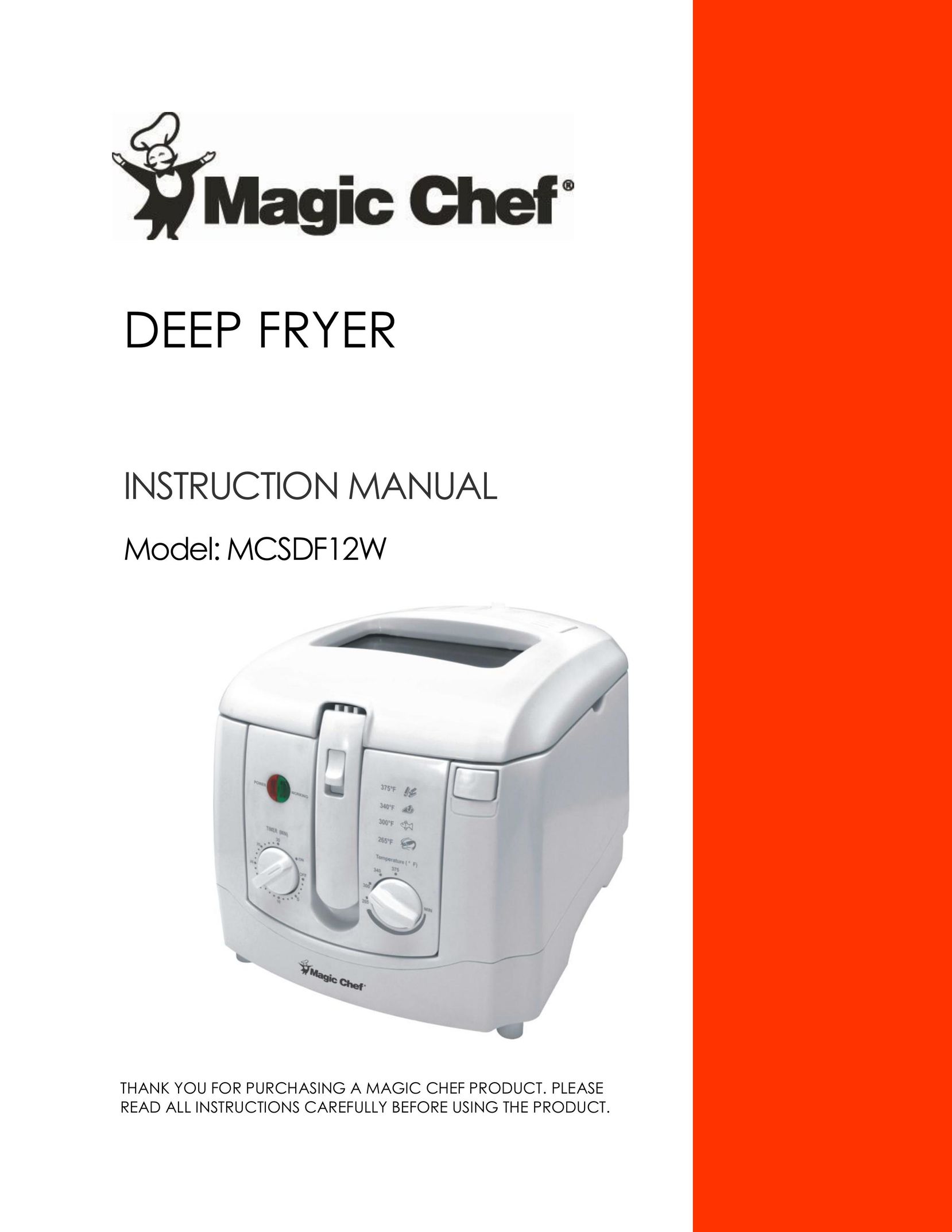 Magic Chef MCSDF12W Fryer User Manual