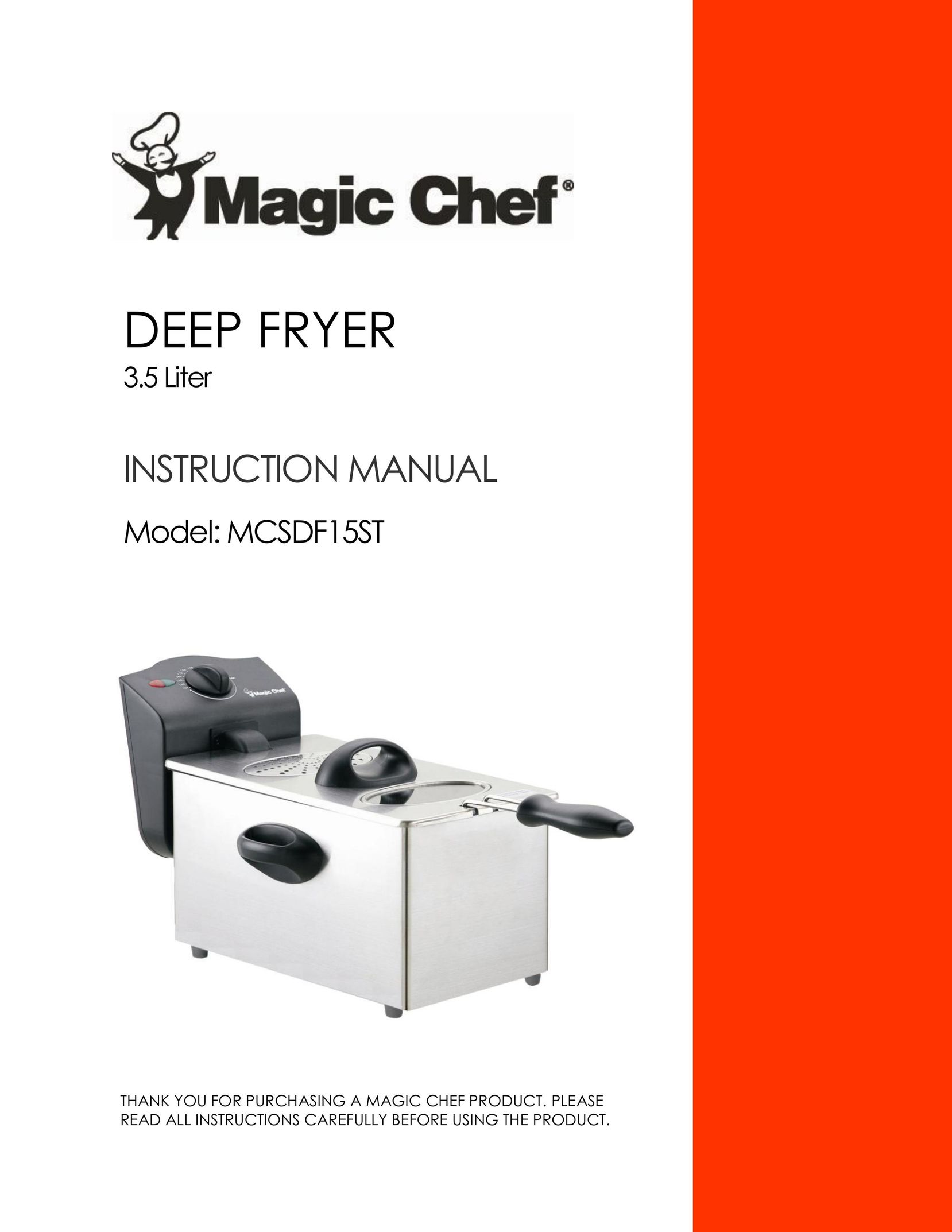 Magic Chef MCSDF15ST Fryer User Manual
