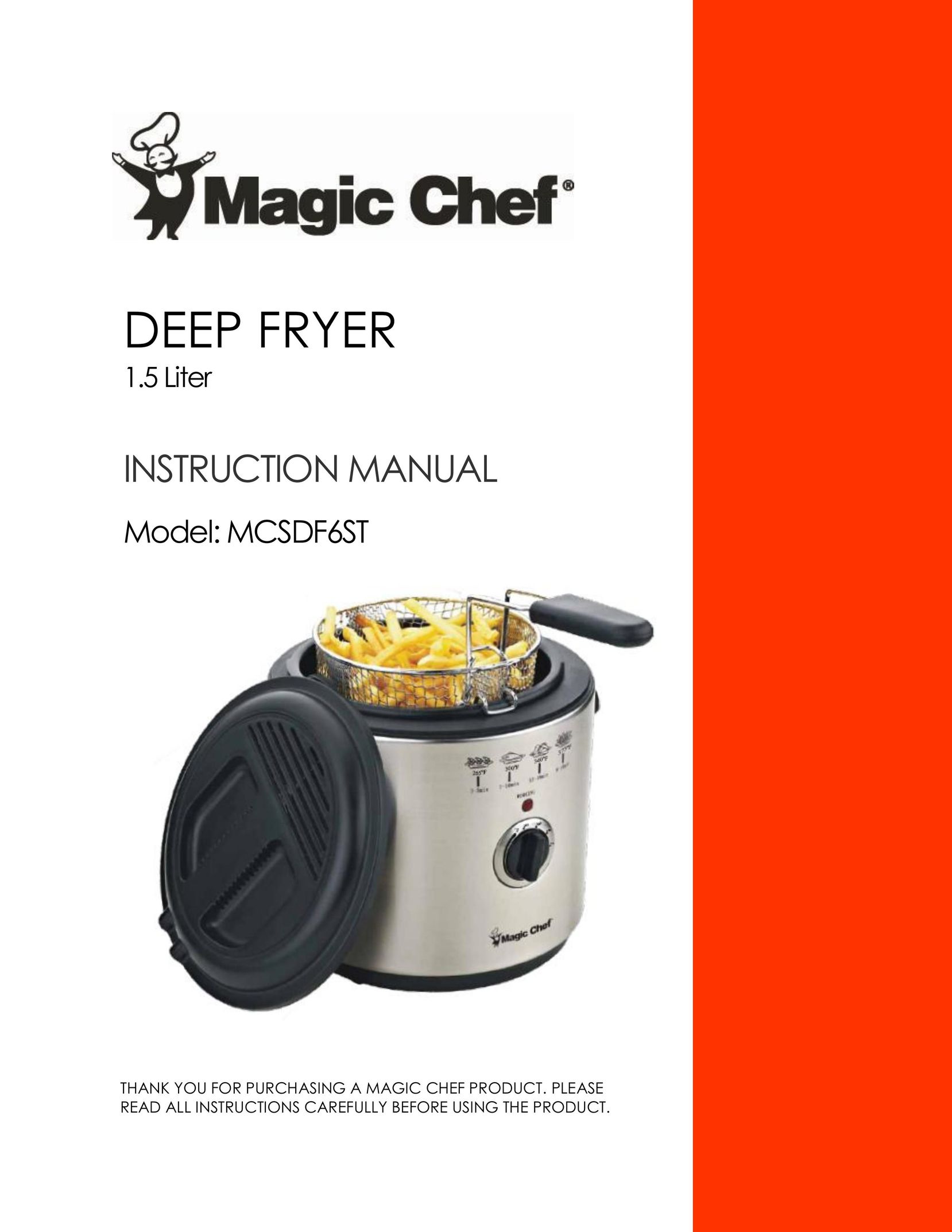 Magic Chef MCSDF6ST Fryer User Manual
