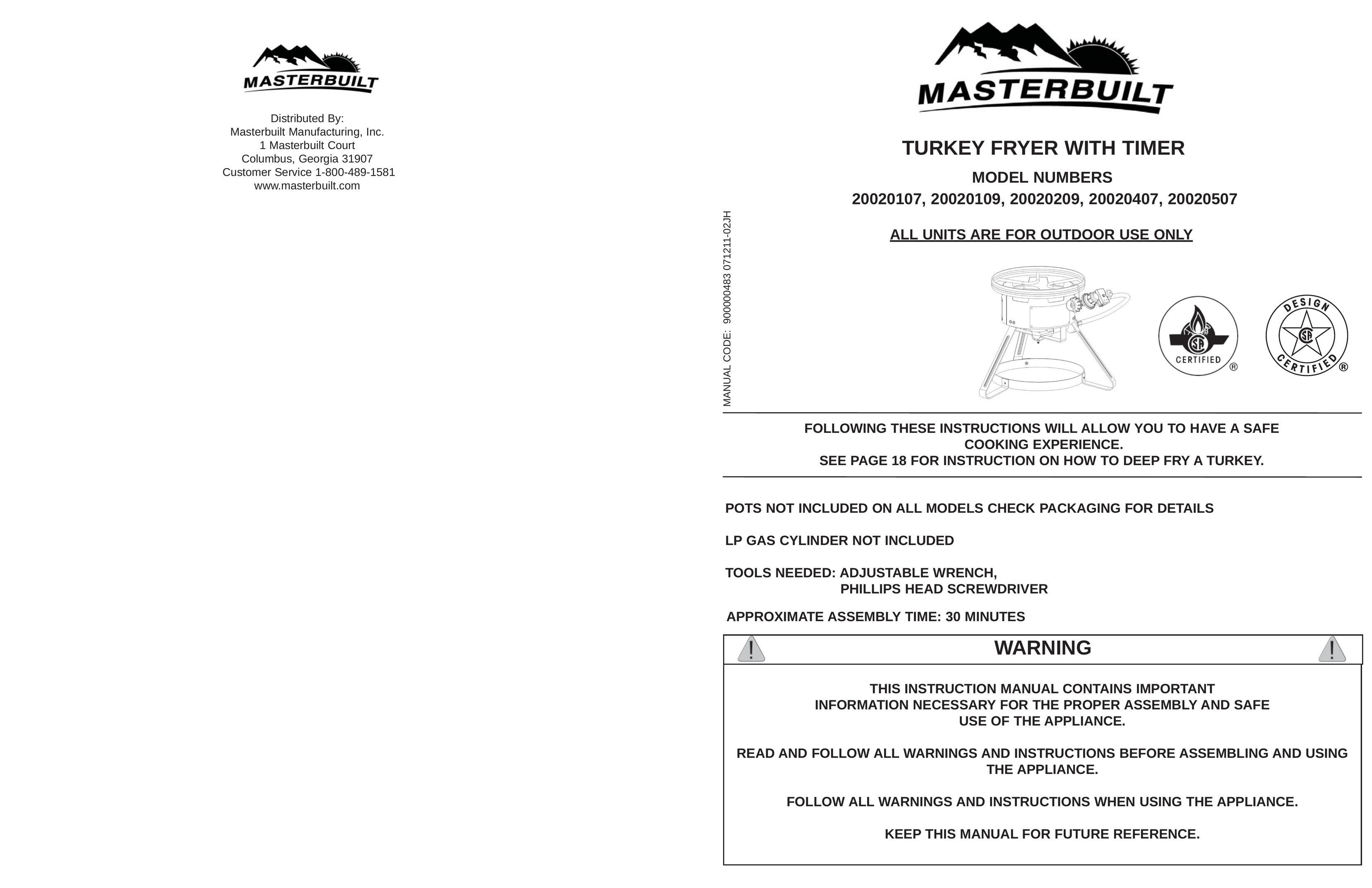 Masterbuilt 20020107 Fryer User Manual