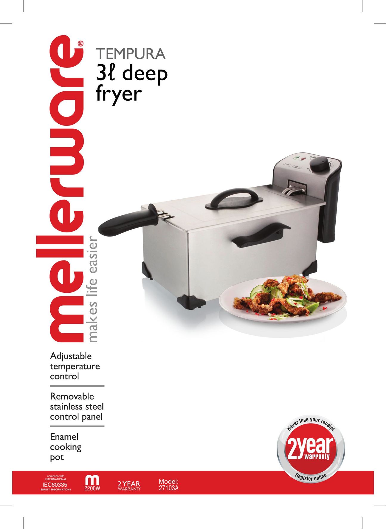 Mellerware 2200W Fryer User Manual