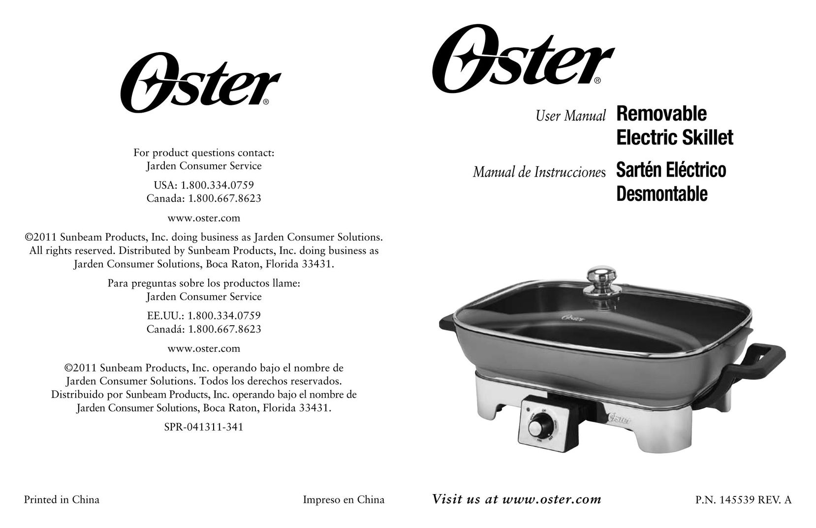 Oster SPR-041311-341 Fryer User Manual