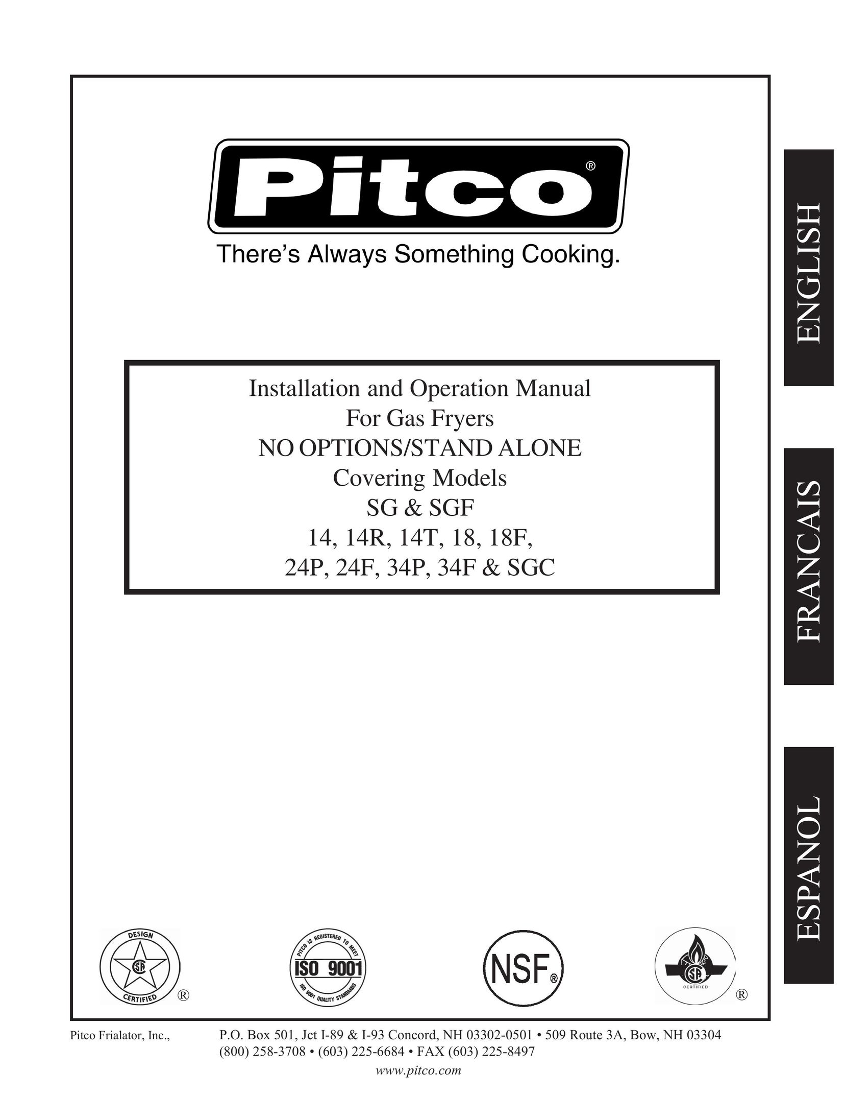 Pitco Frialator 18F Fryer User Manual
