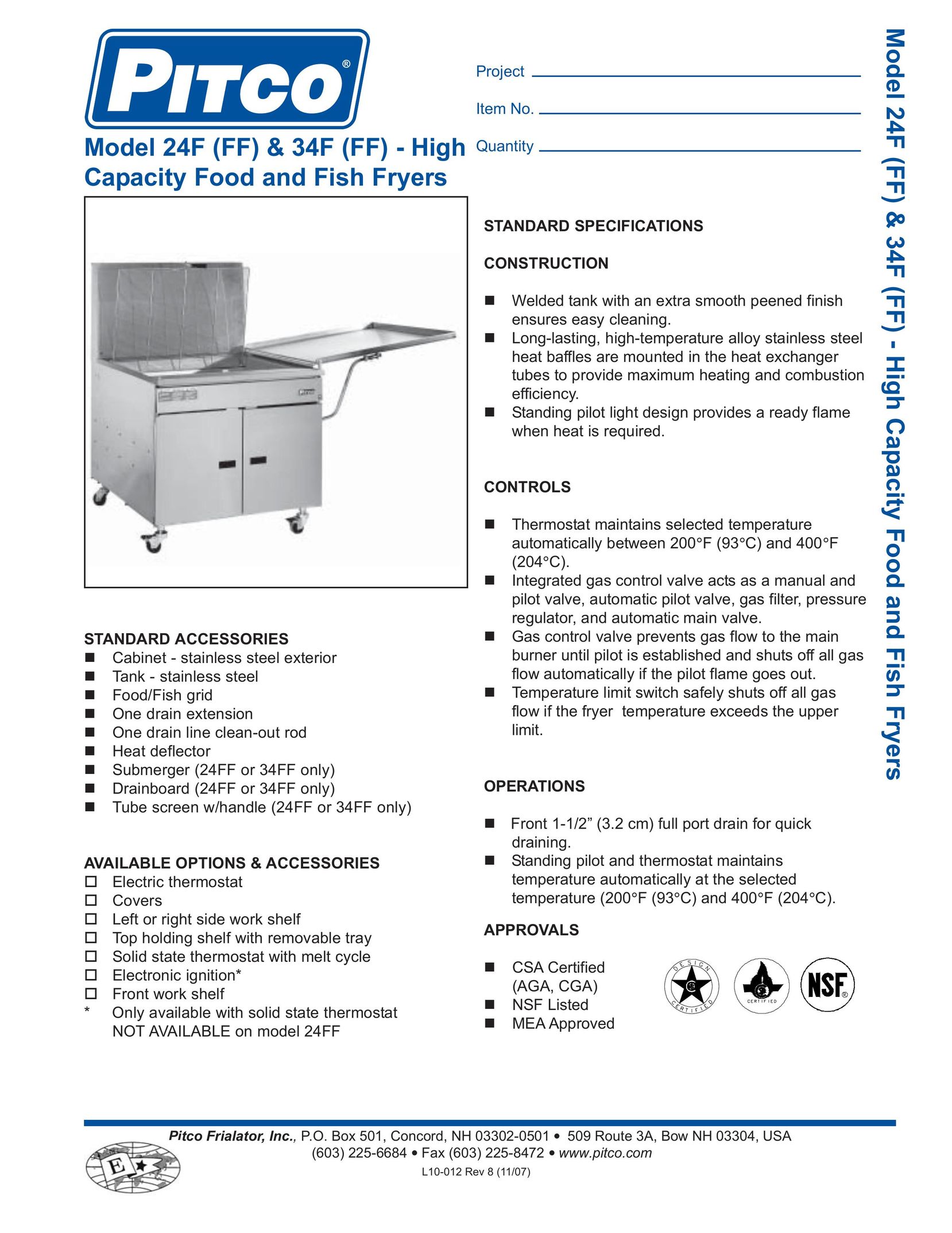 Pitco Frialator 34FF Fryer User Manual