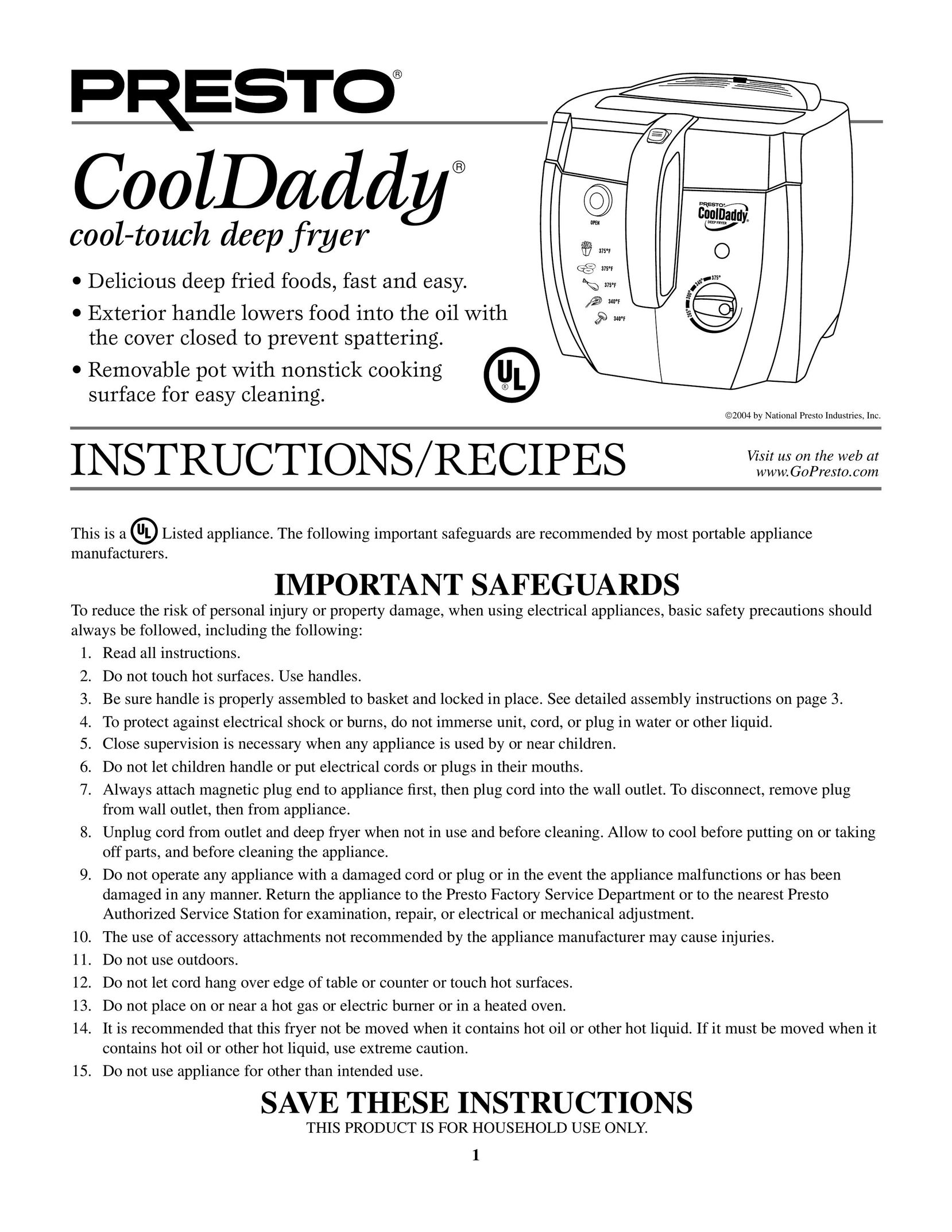 Presto CoolDaddy Fryer User Manual