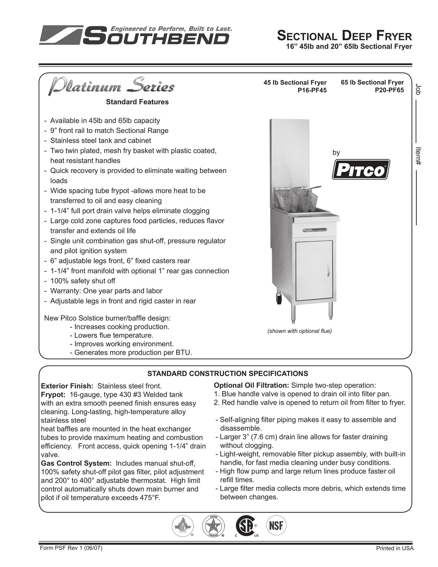 Southbend 45lb Fryer User Manual