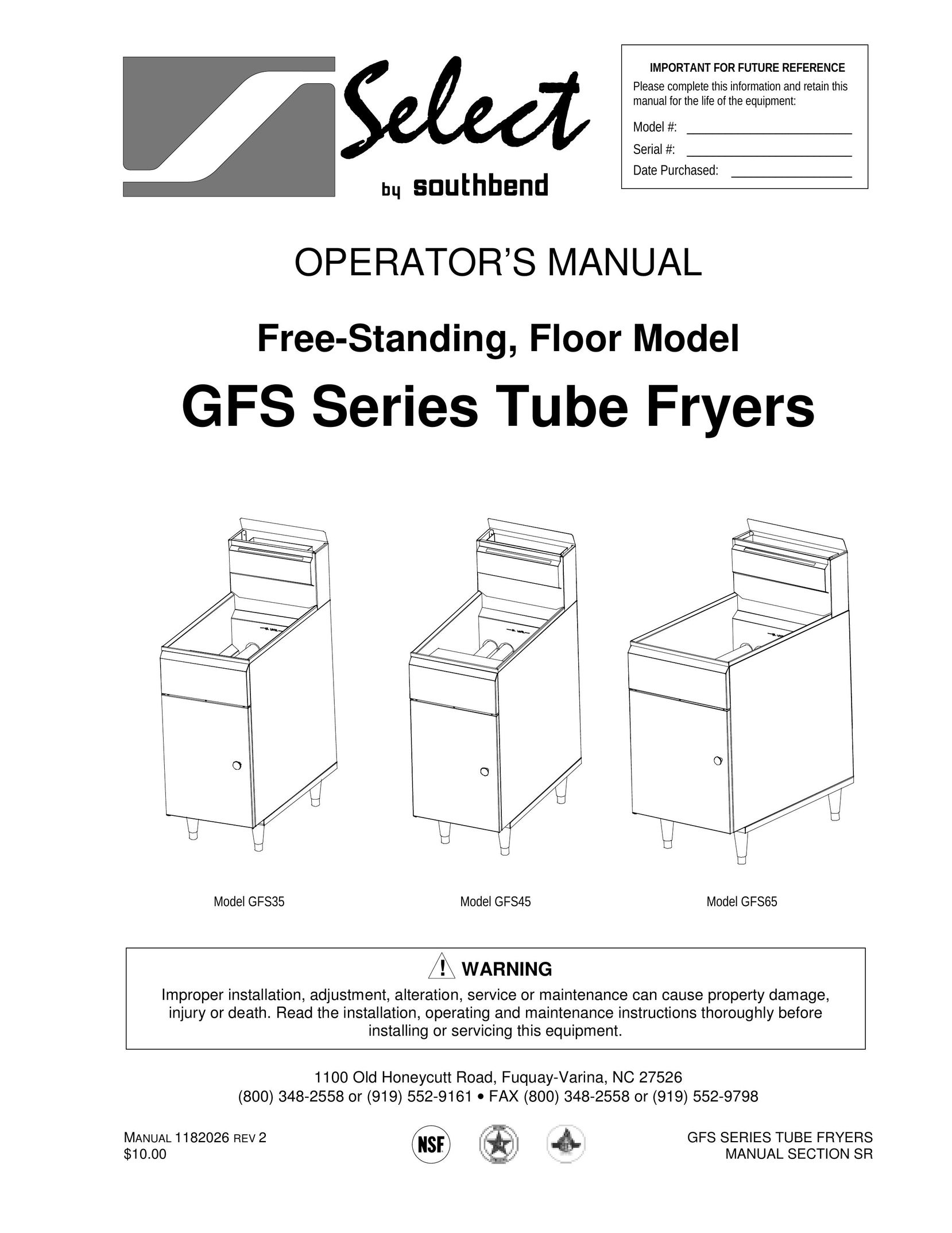Southbend GFS45 Fryer User Manual