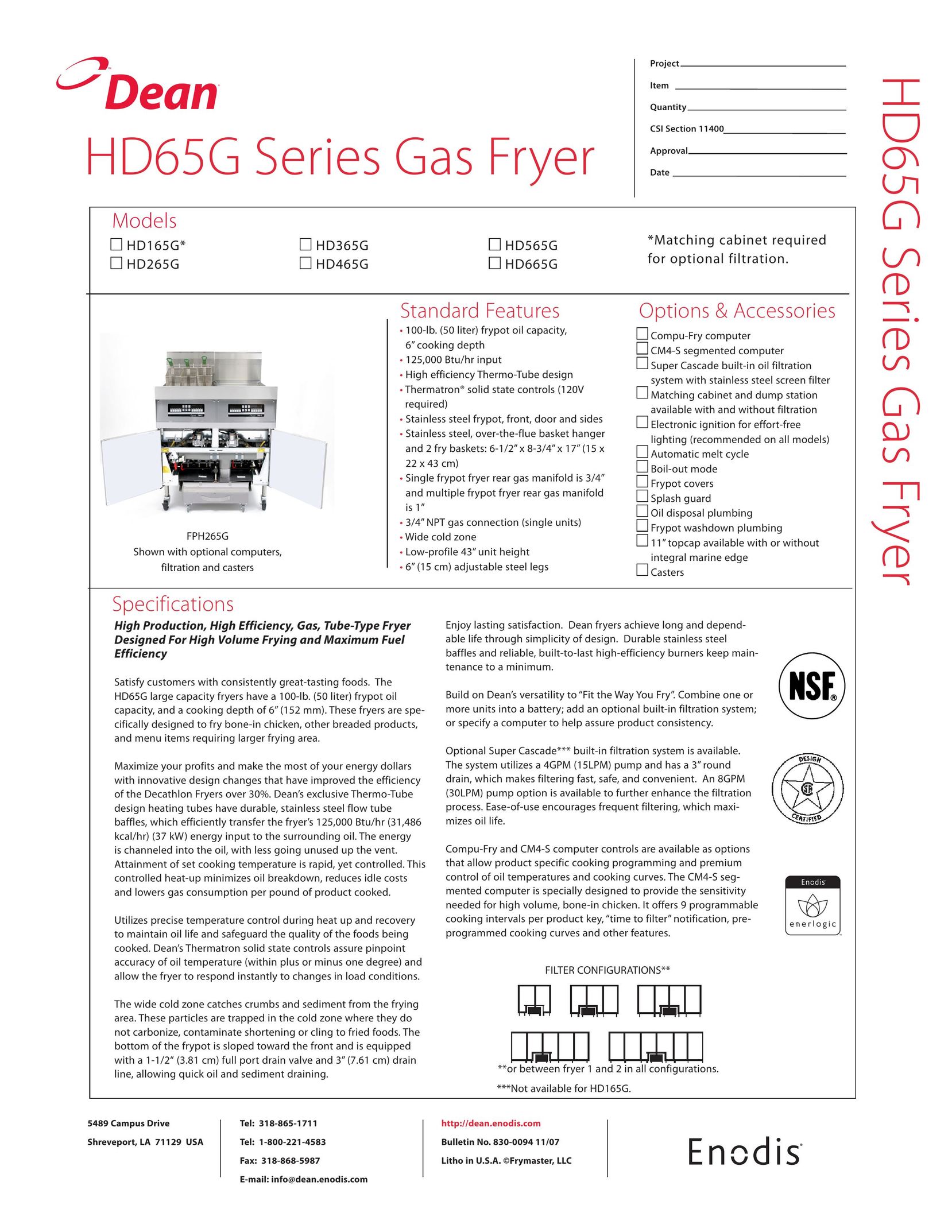 Teac HD65G Series Fryer User Manual
