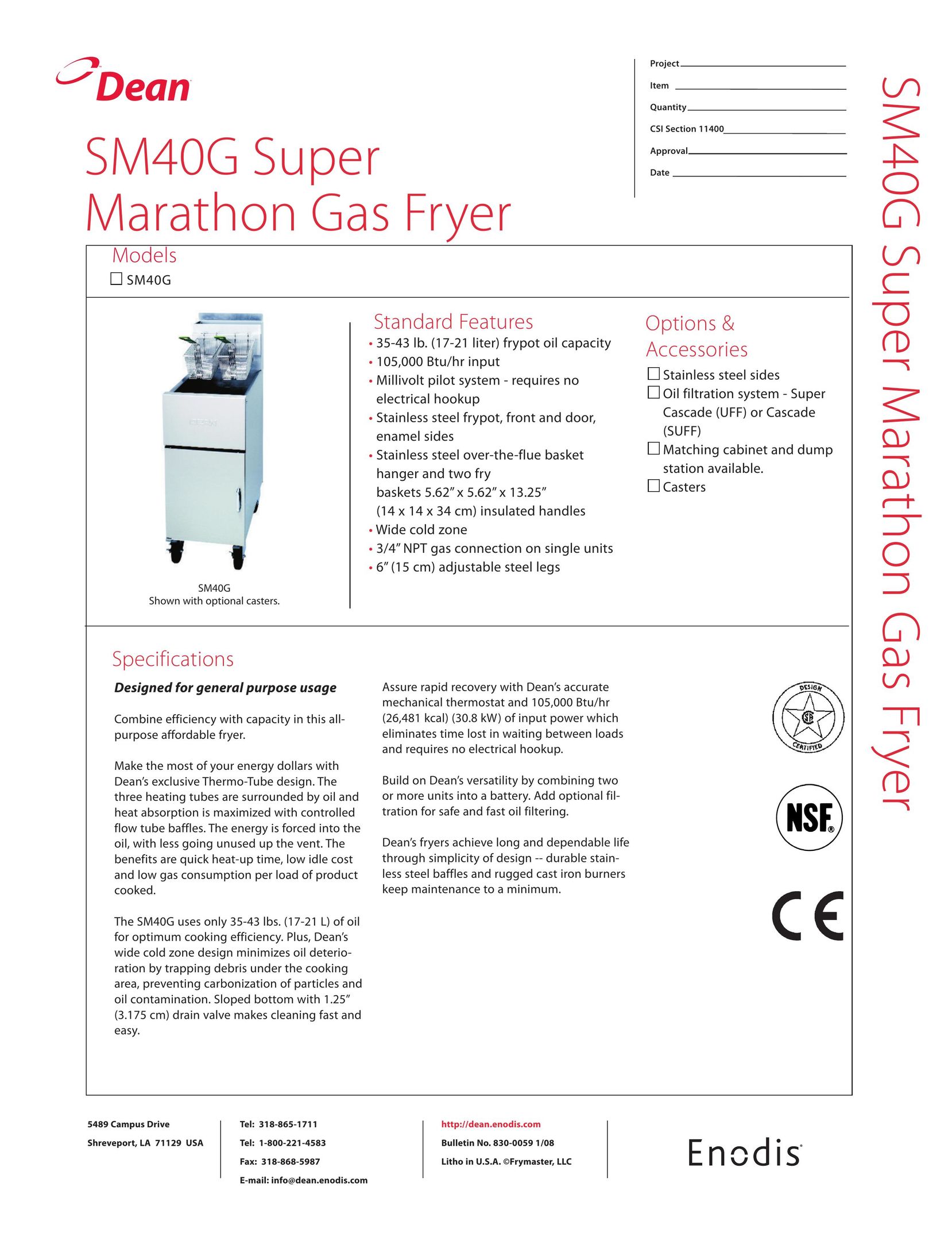 Teac SM40G Fryer User Manual
