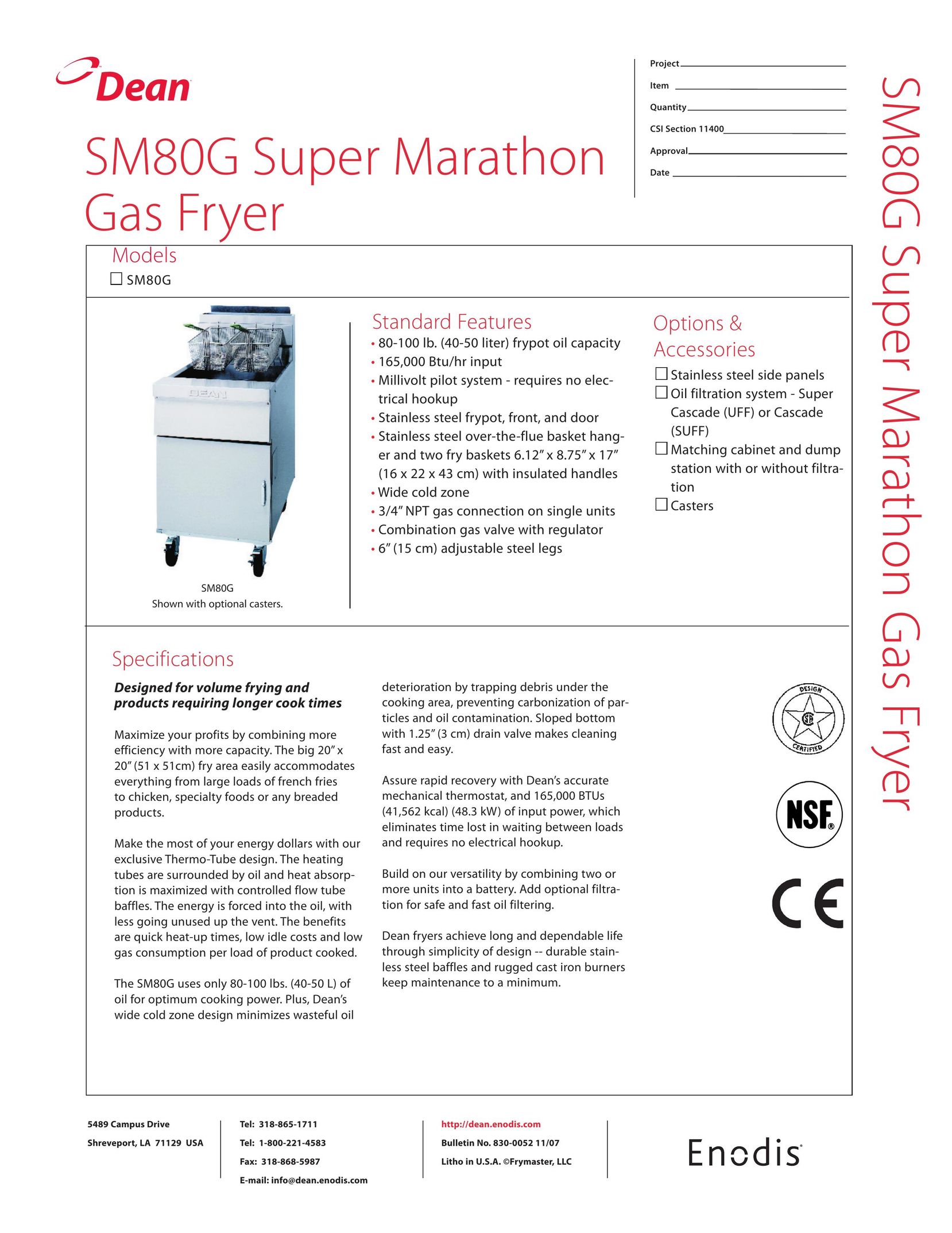 Teac SM80G Fryer User Manual