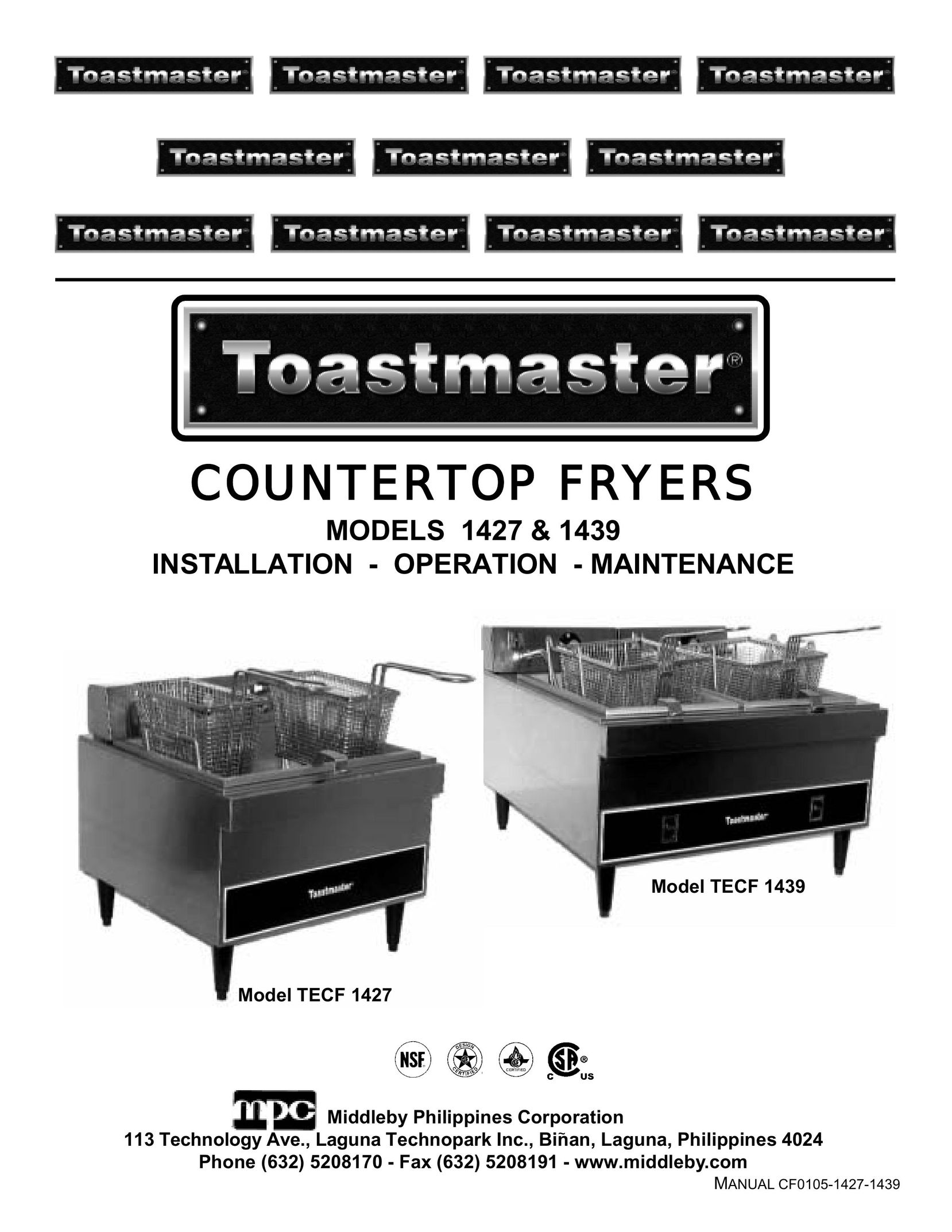 Toastmaster 1427 Fryer User Manual