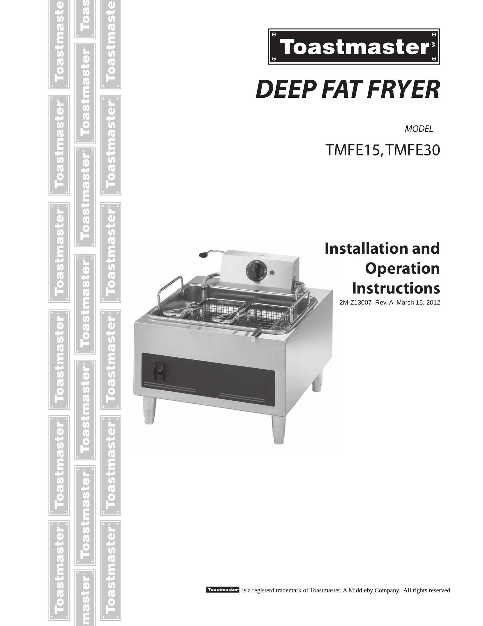 Toastmaster TMFE15 Fryer User Manual