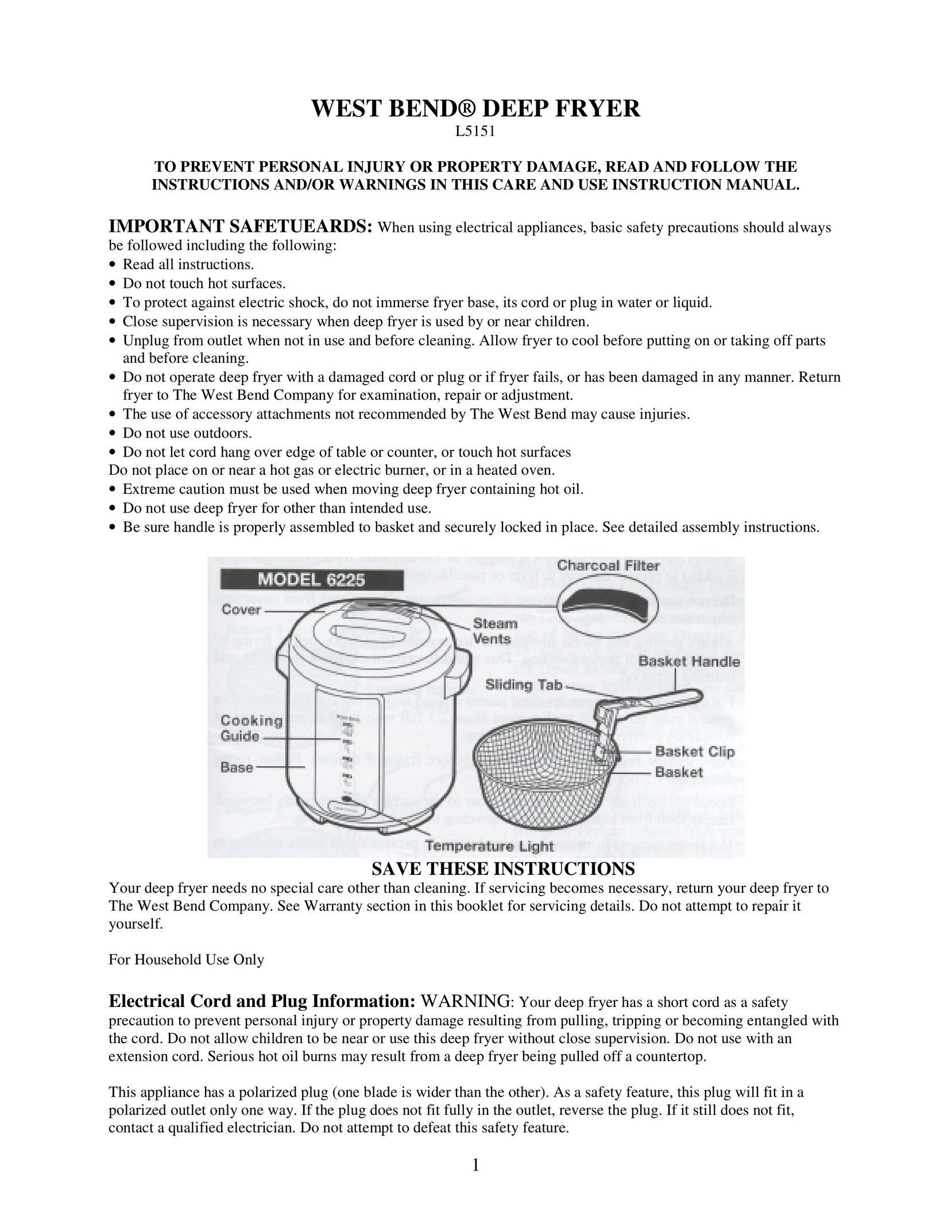West Bend L5151 Fryer User Manual