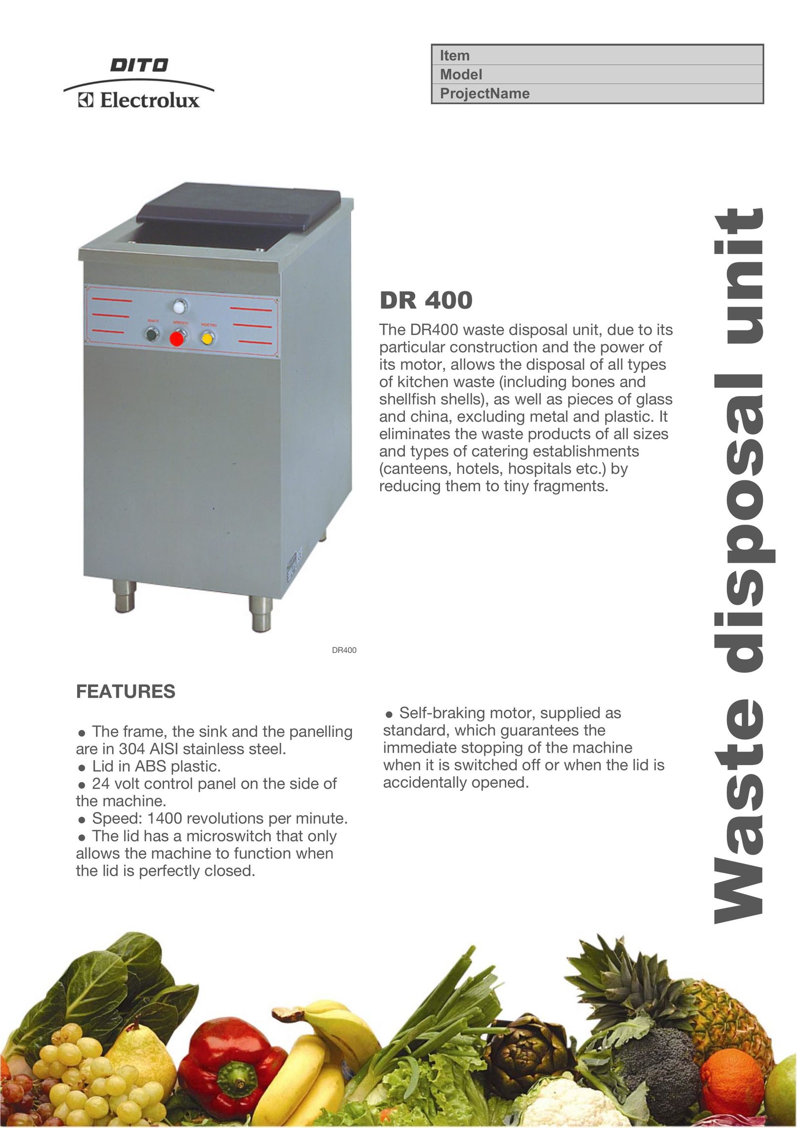 Electrolux DR 400 Garbage Disposal User Manual