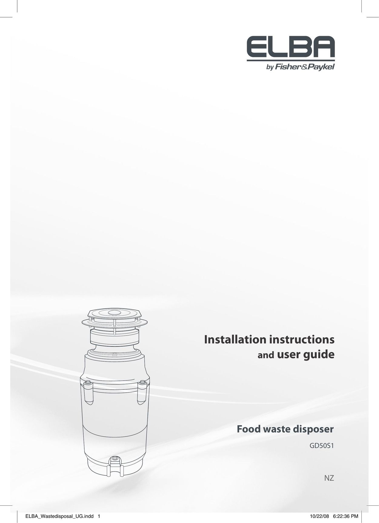 Fisher & Paykel GD50S1 Garbage Disposal User Manual