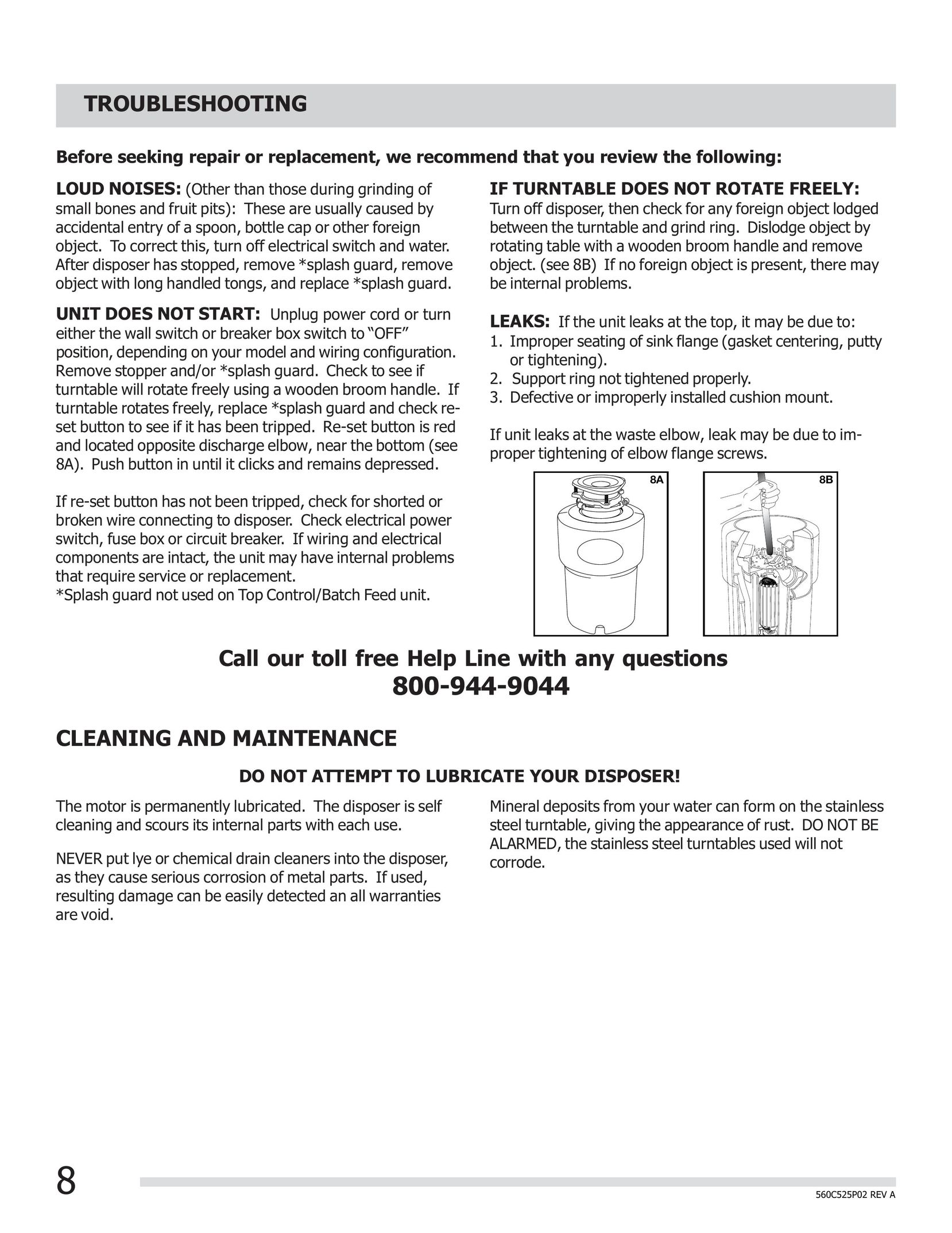 Frigidaire 560C525P02 Garbage Disposal User Manual