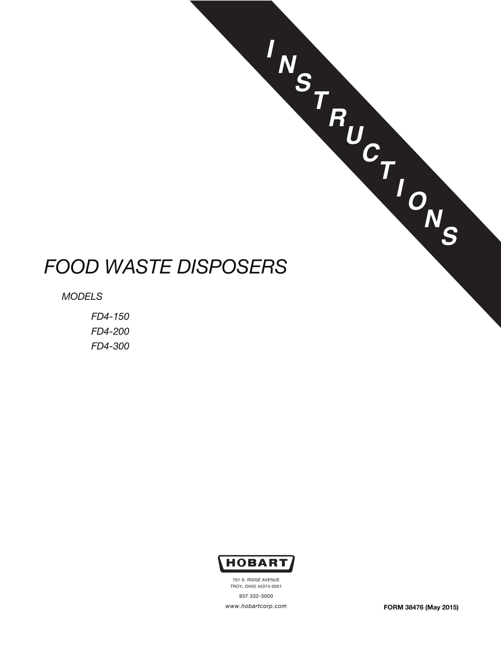 Hobart FD4-200 Garbage Disposal User Manual