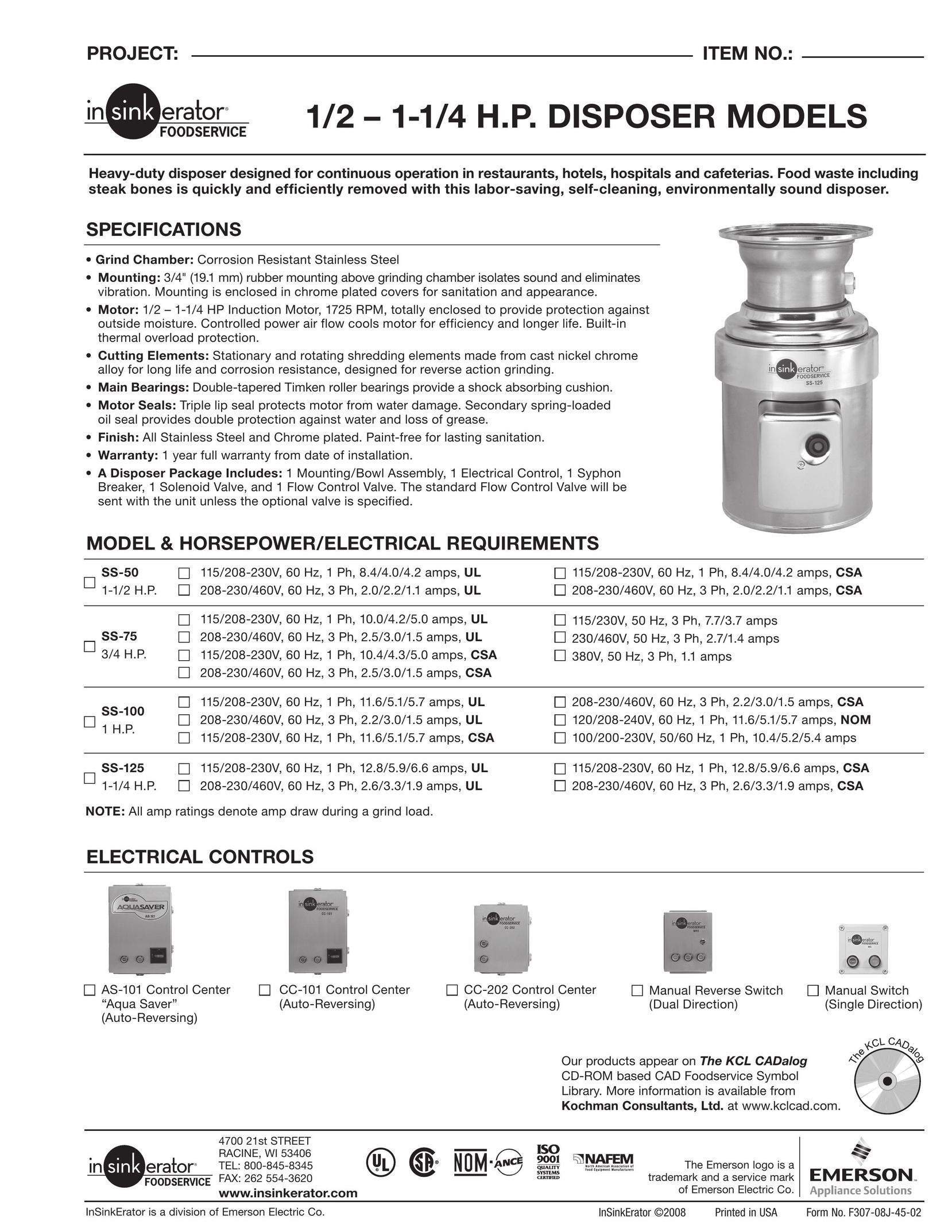 InSinkErator 1/21-1/4H.P Garbage Disposal User Manual