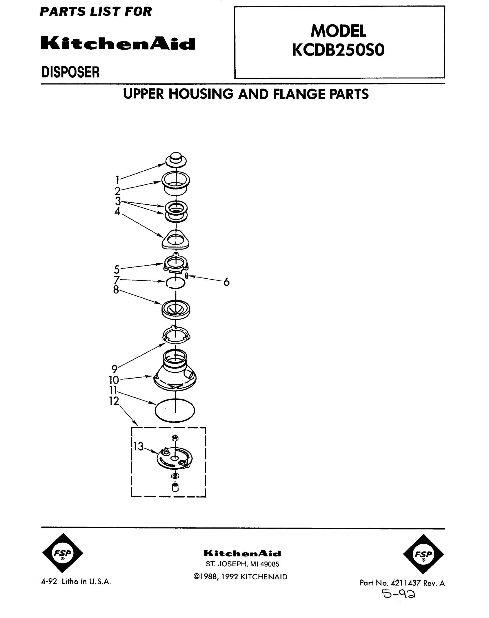 KitchenAid KCDB250S0 Garbage Disposal User Manual