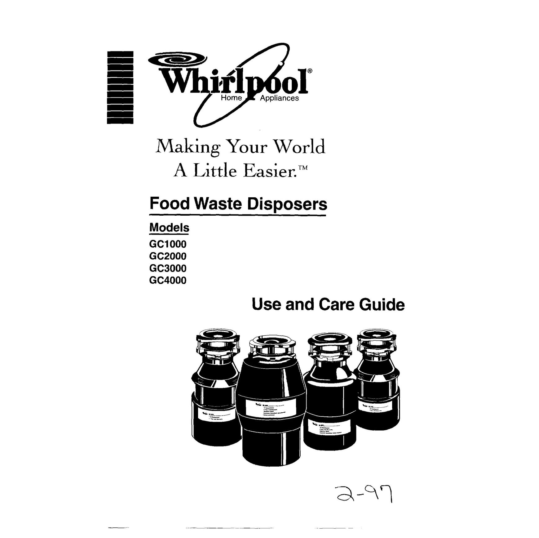Whirlpool GC3000 Garbage Disposal User Manual