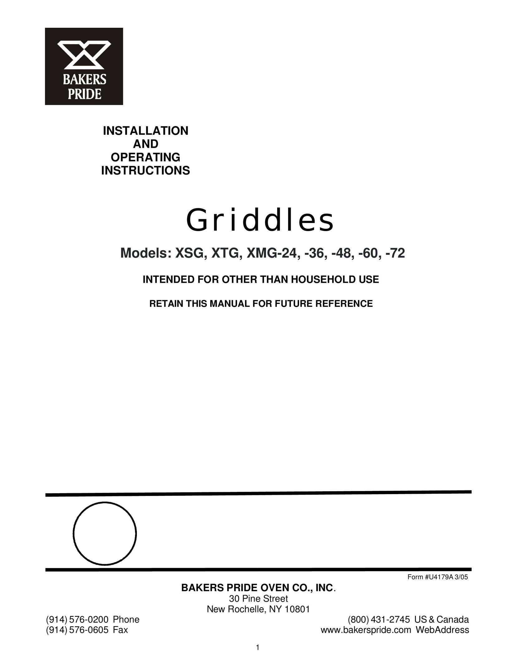 Bakers Pride Oven XSG Griddle User Manual