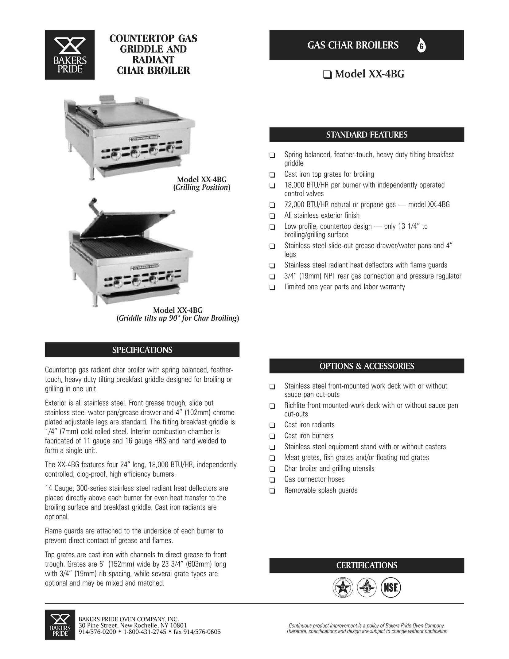 Bakers Pride Oven XX-4BG Griddle User Manual