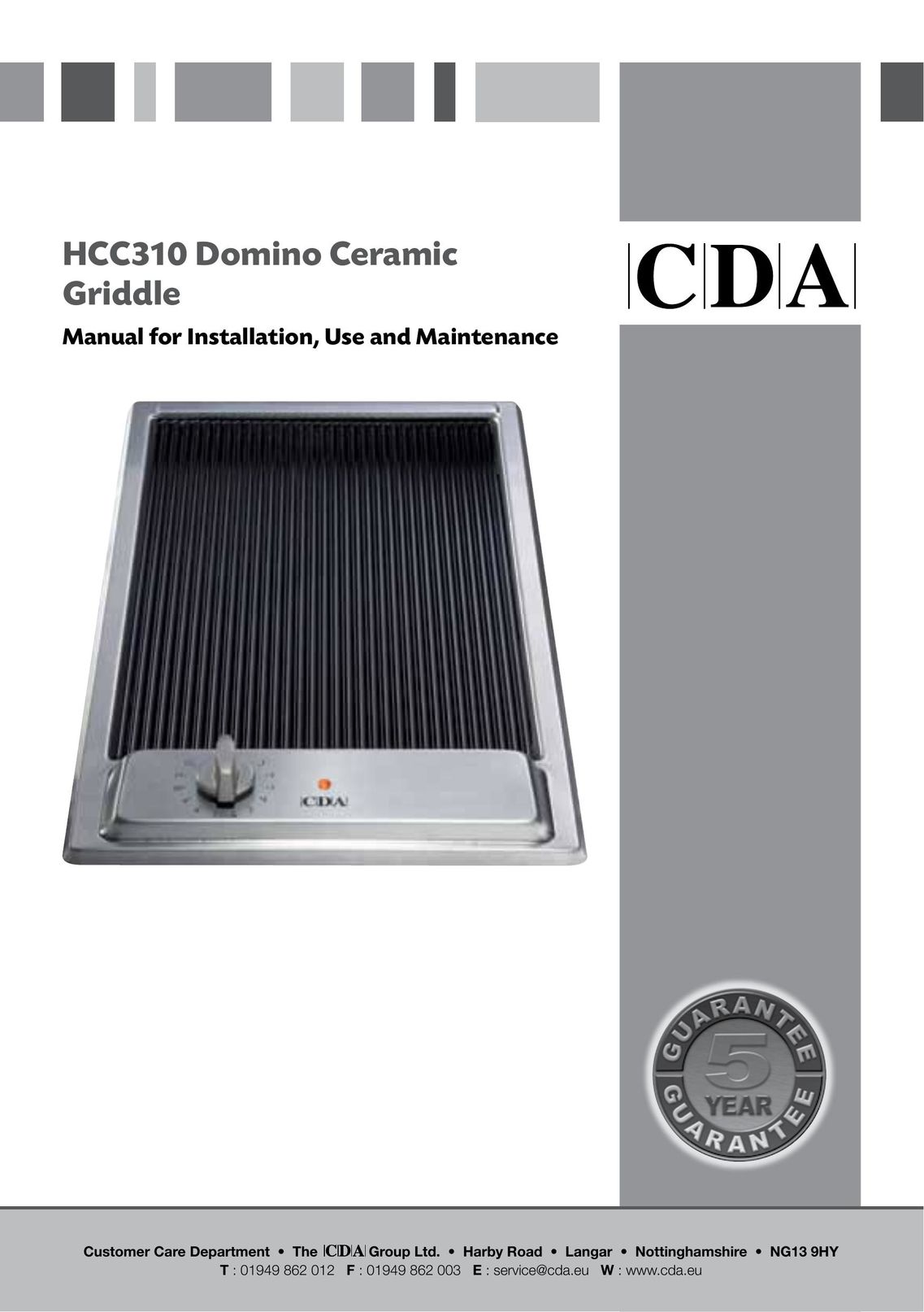 CDA HCC310 Griddle User Manual