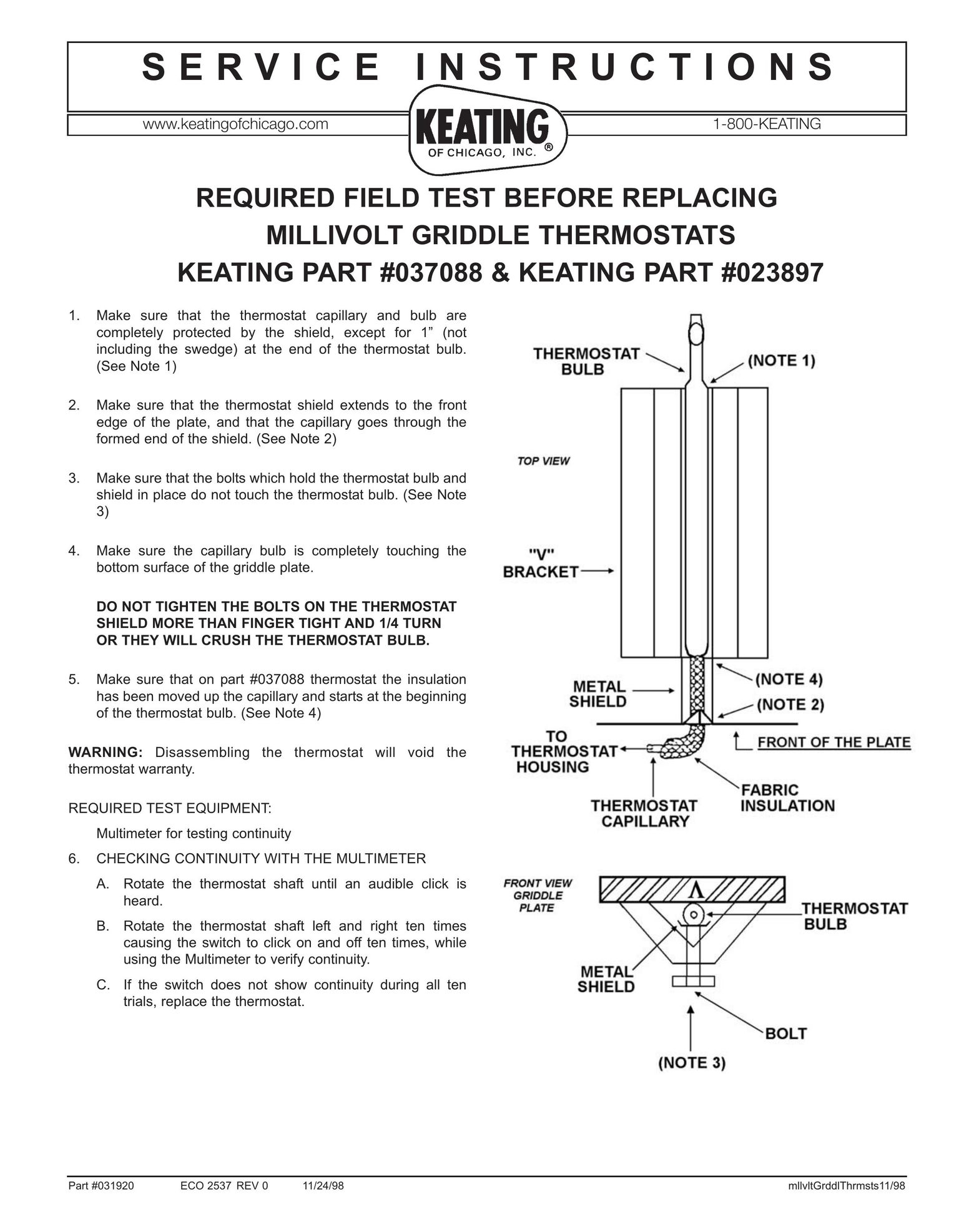 Keating Of Chicago 031920 Griddle User Manual