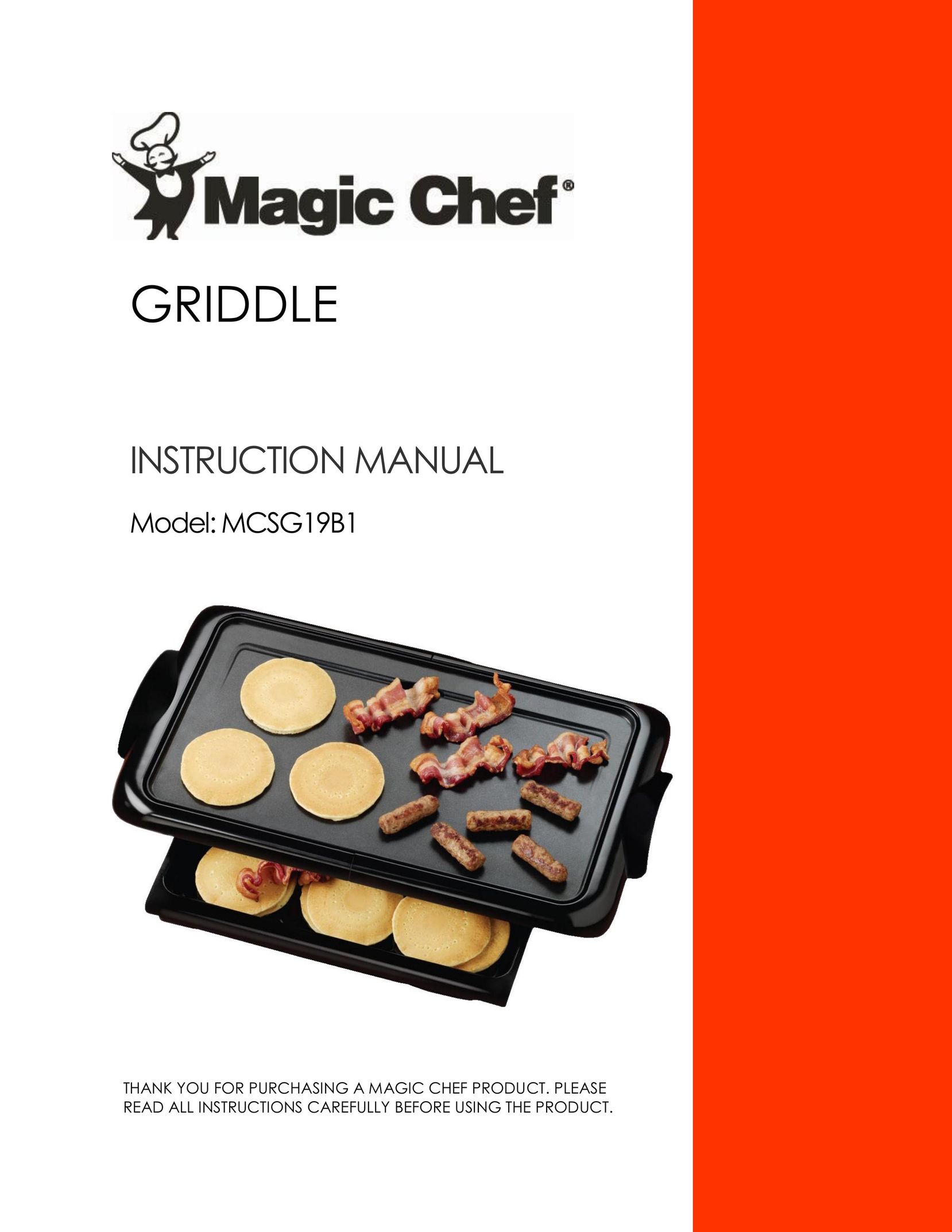 Magic Chef MCSG19B1 Griddle User Manual