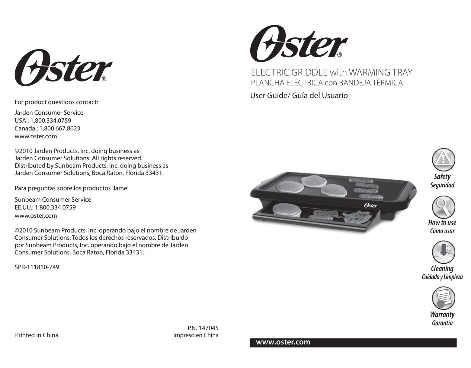 Oster 547045 Griddle User Manual
