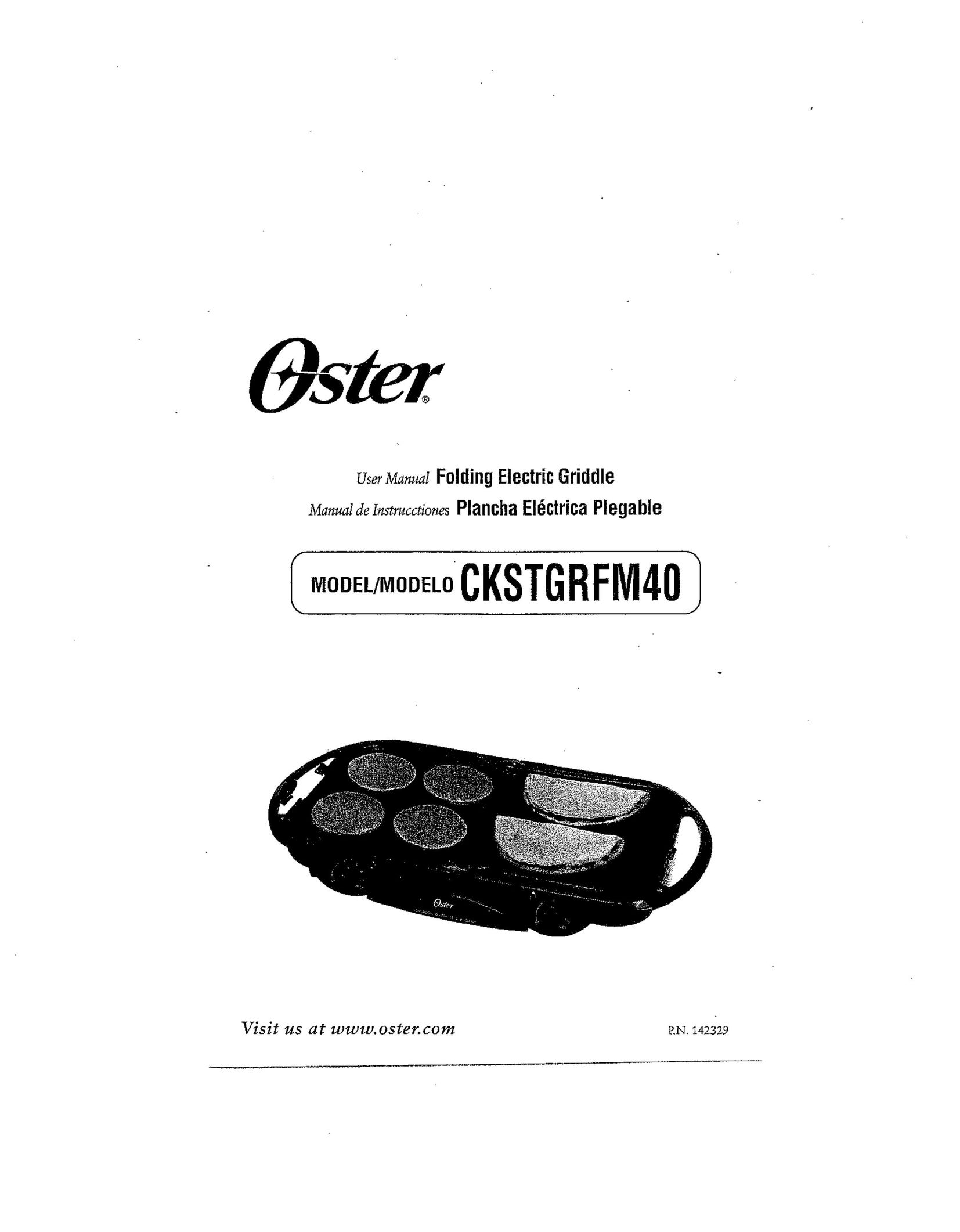 Oster CKSTGRFM40 Griddle User Manual