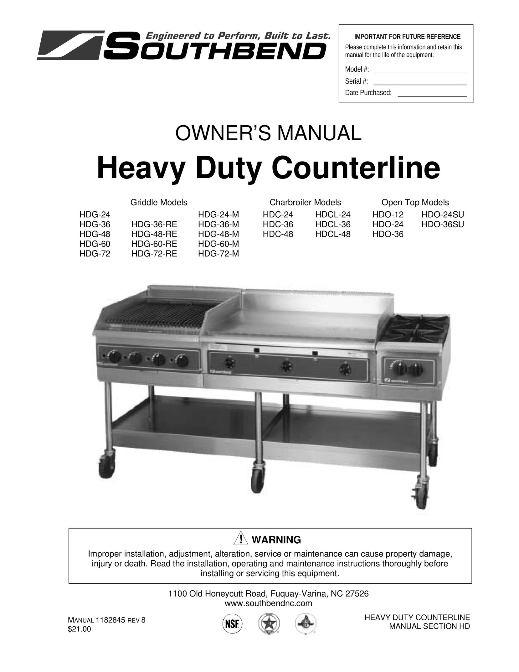 Southbend HDG-60-RE Griddle User Manual