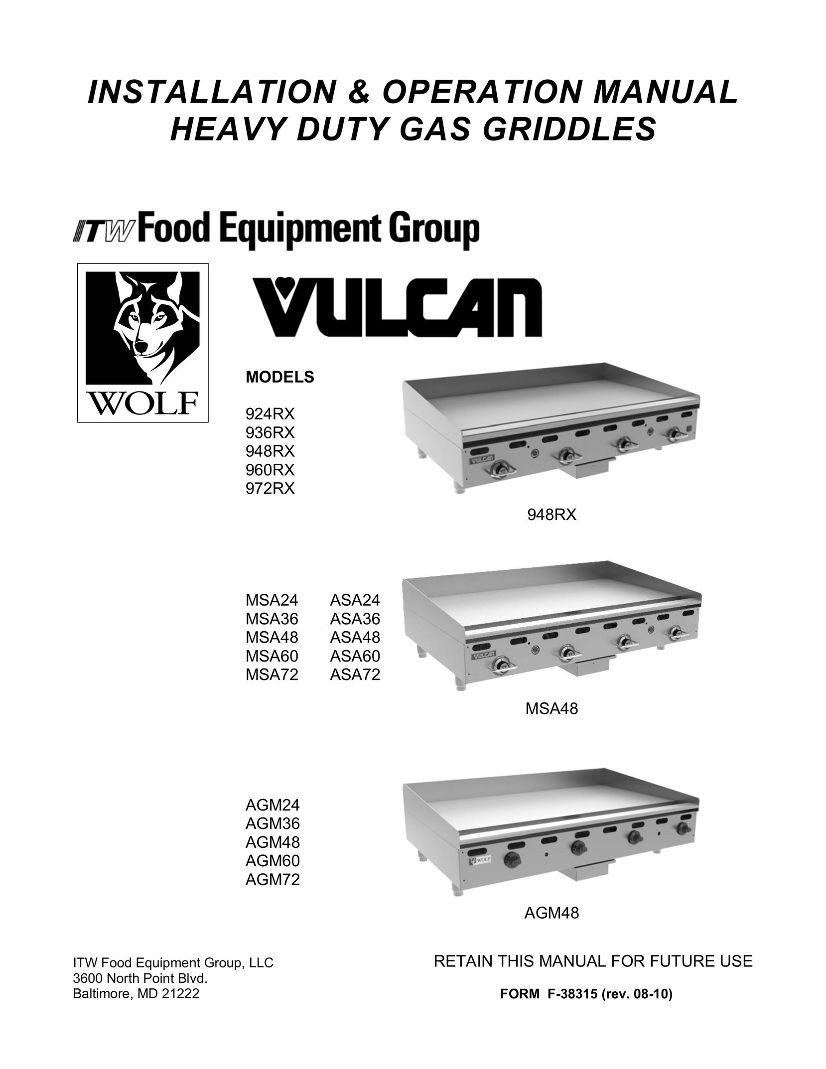 Vulcan-Hart AGM72 Griddle User Manual