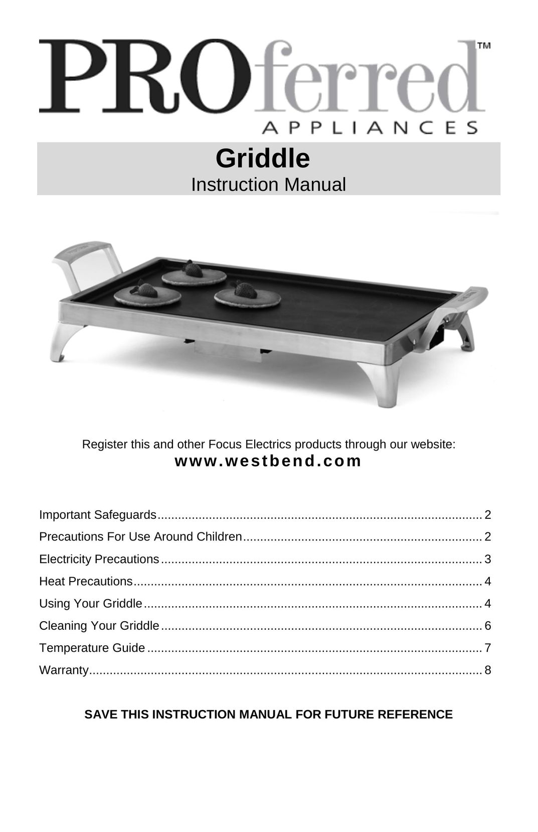 West Bend L5687 Griddle User Manual