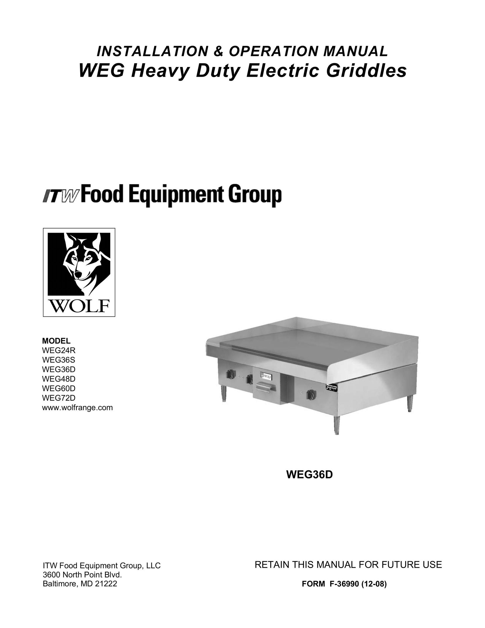Wolf WEG24R Griddle User Manual