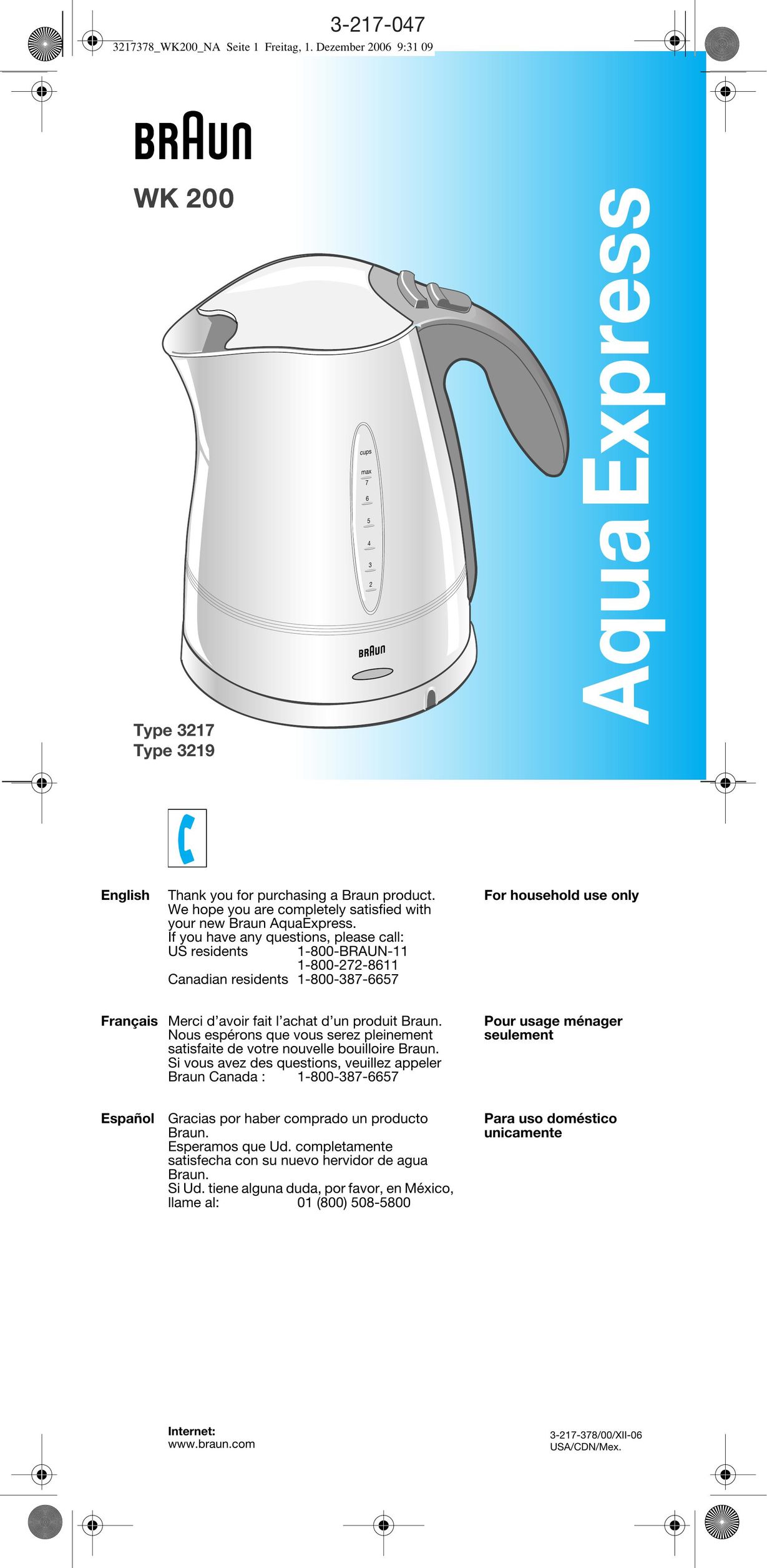 Braun 3217 Hot Beverage Maker User Manual