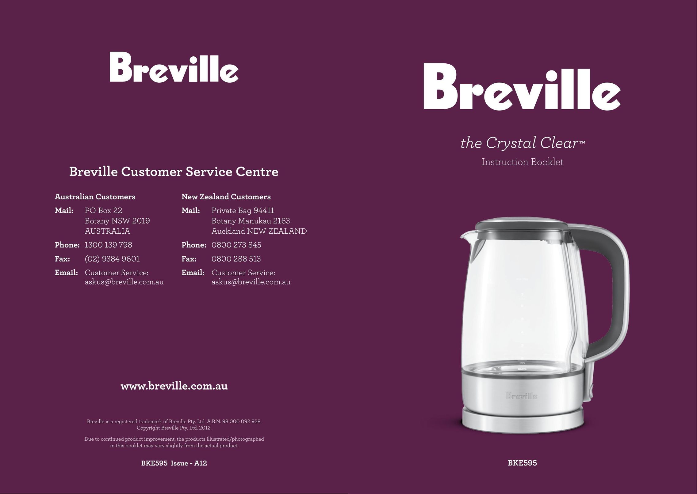 Breville BKE595 Hot Beverage Maker User Manual