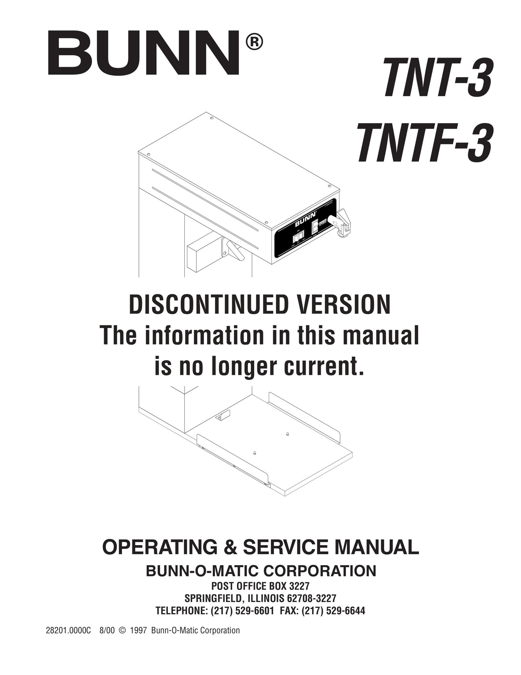 Bunn TNTF-3 Hot Beverage Maker User Manual