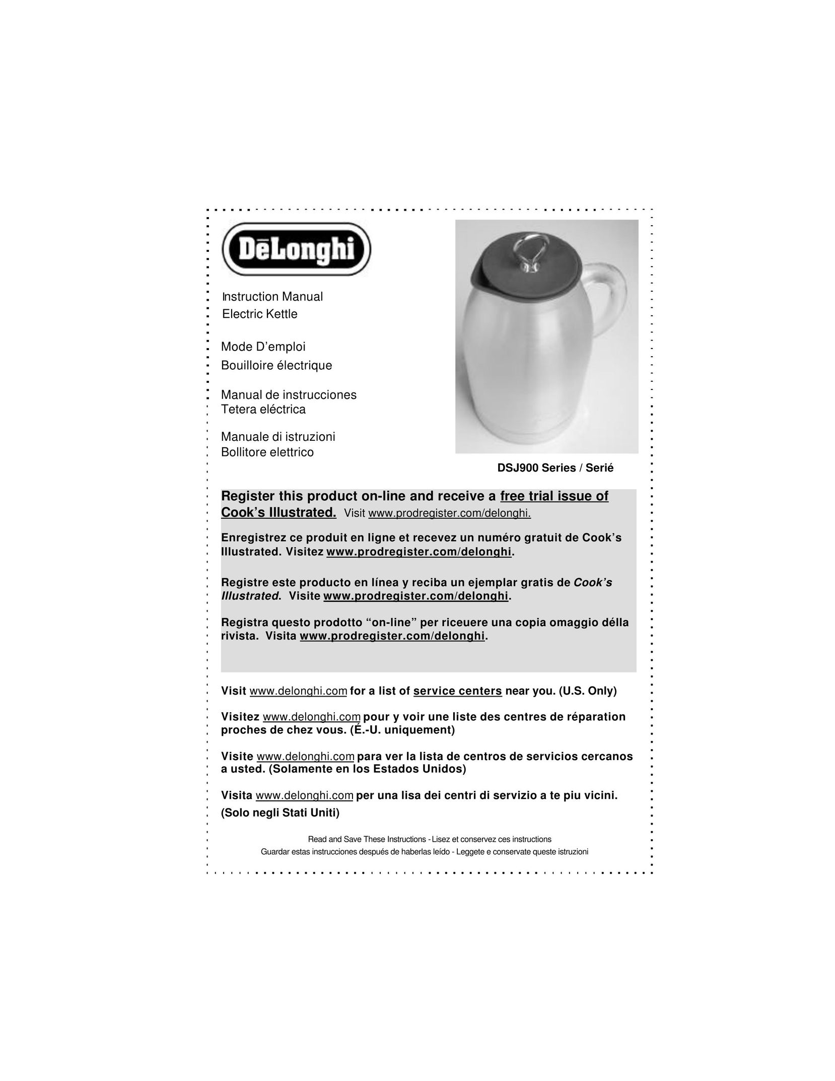 DeLonghi DSJ900 Hot Beverage Maker User Manual