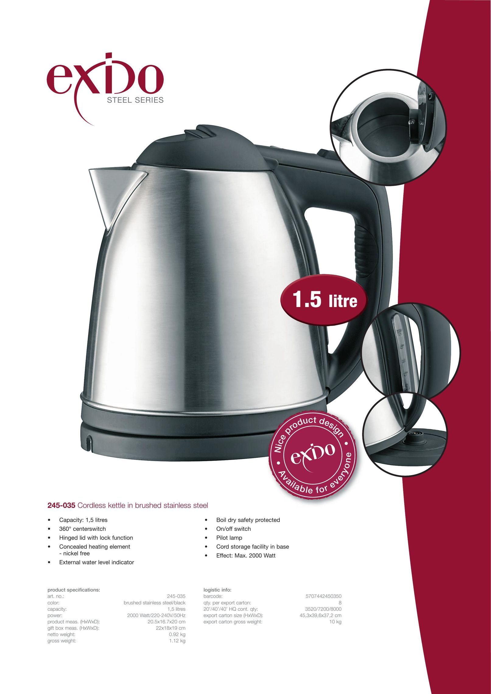 Exido 245-035 Hot Beverage Maker User Manual