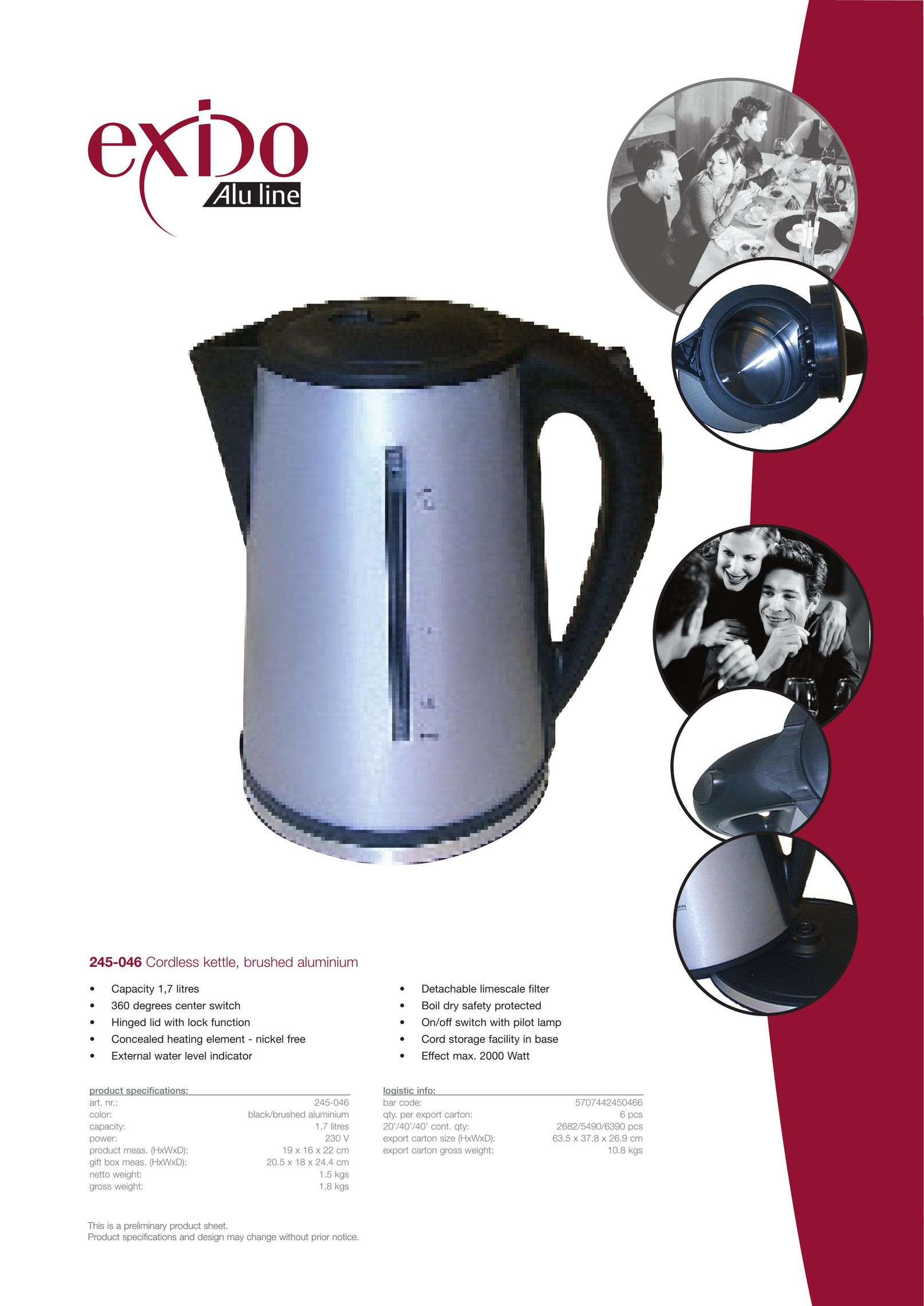 Exido 245-046 Hot Beverage Maker User Manual