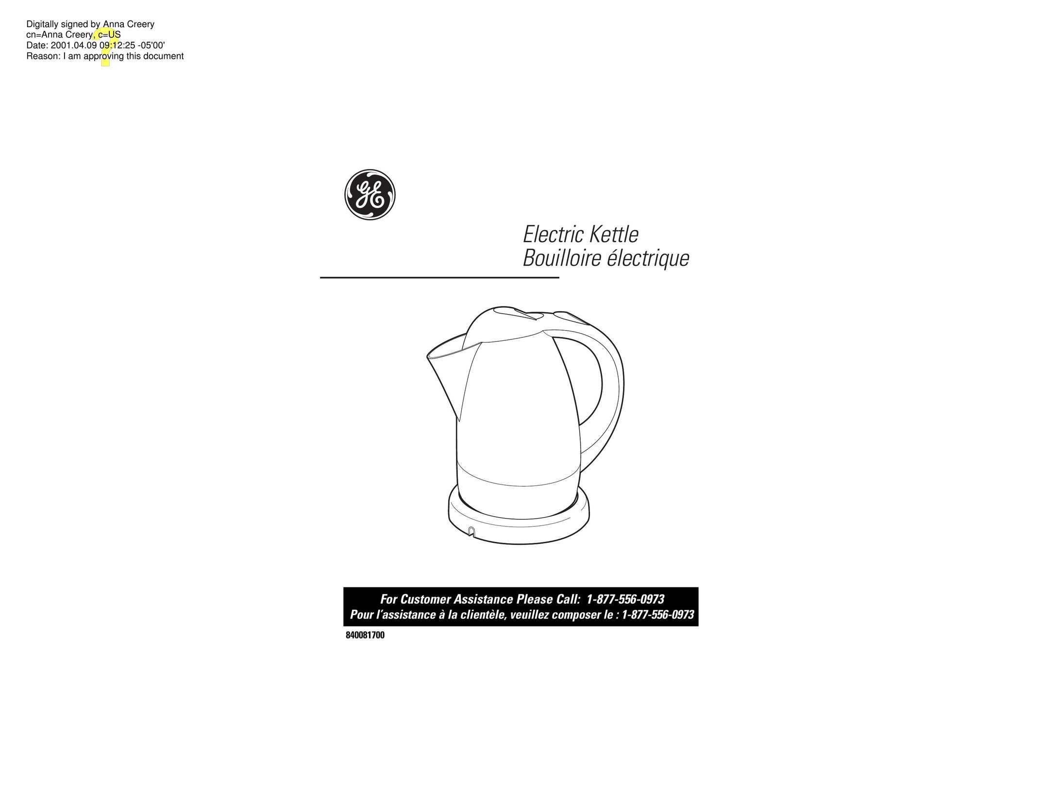 GE 106764 Hot Beverage Maker User Manual