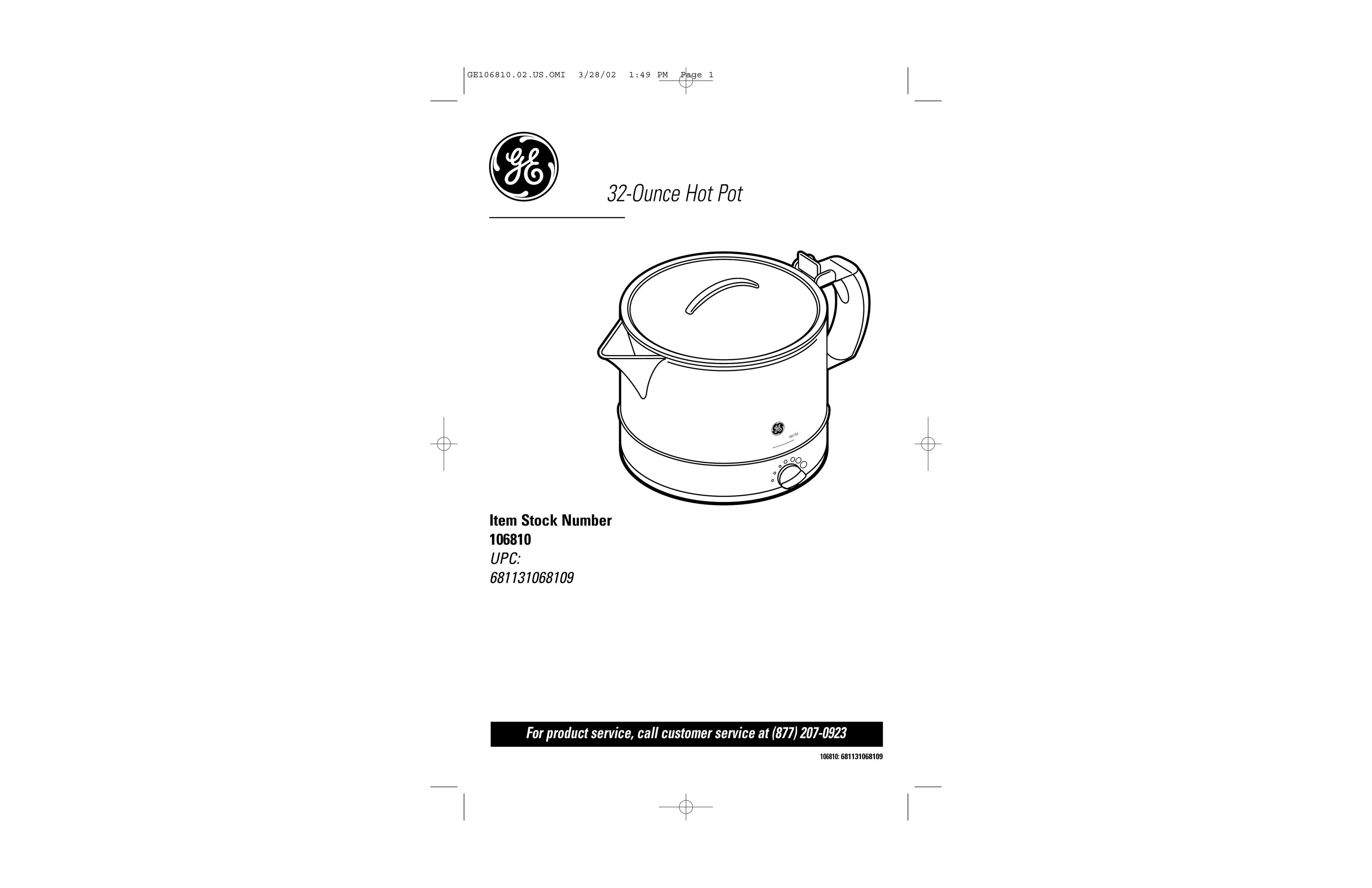 GE 106810 Hot Beverage Maker User Manual