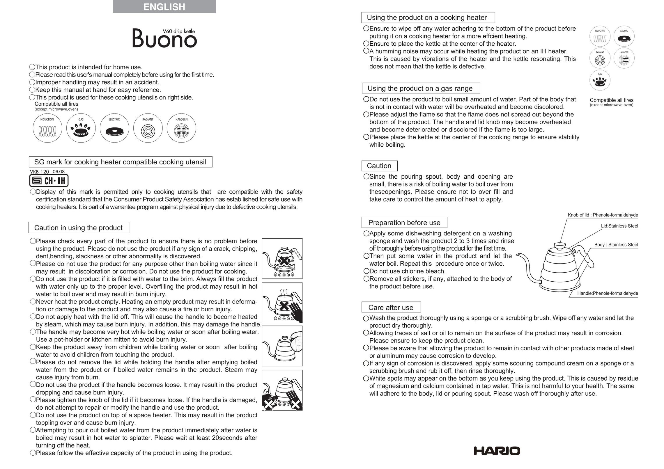 Hario Glass VDG-02B Hot Beverage Maker User Manual